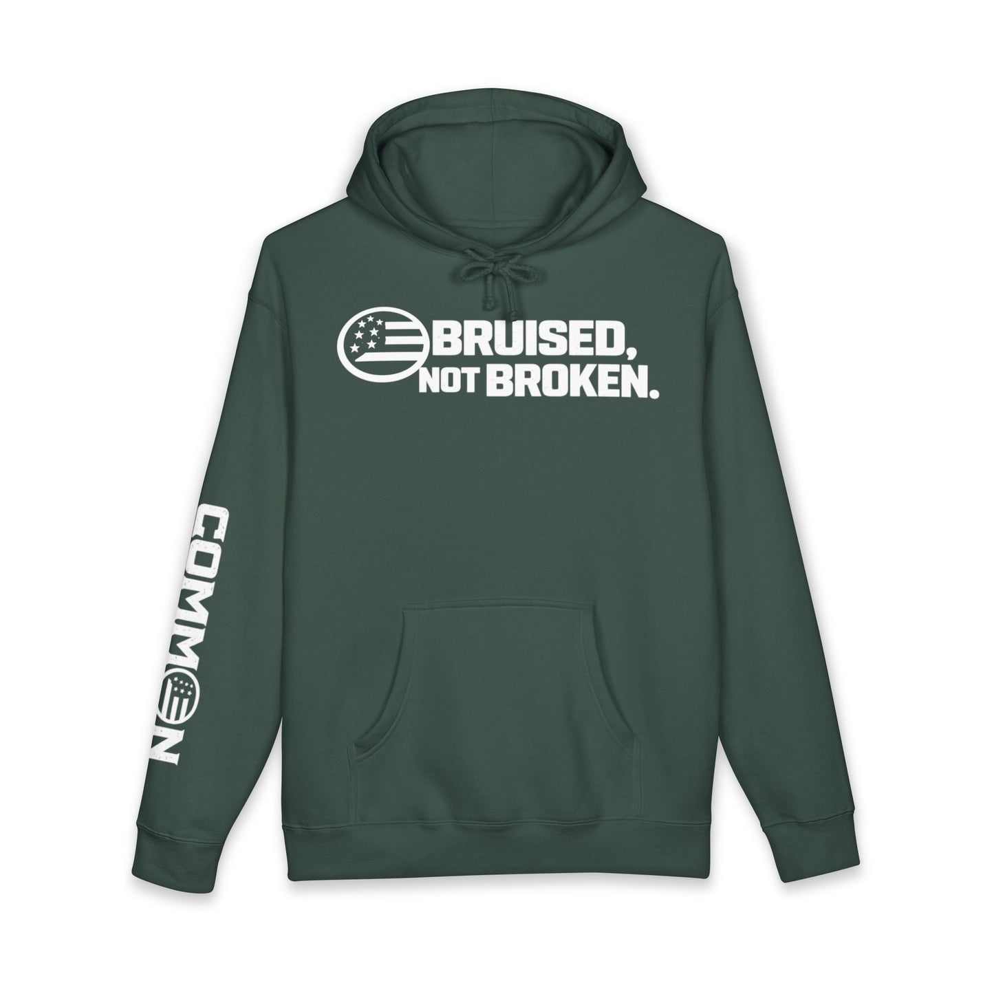 Hoodie — "Bruised, Not Broken" Graphic Pullover (Ground / Common Sleeve)