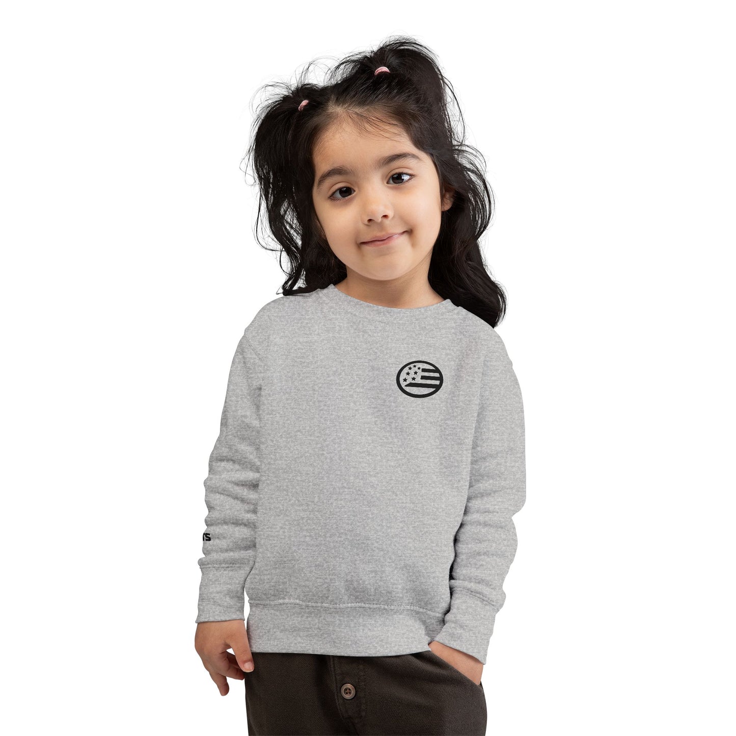 Toddler Sweatshirt - Minimal American Flag Logo Crewneck (Organic Ivory)