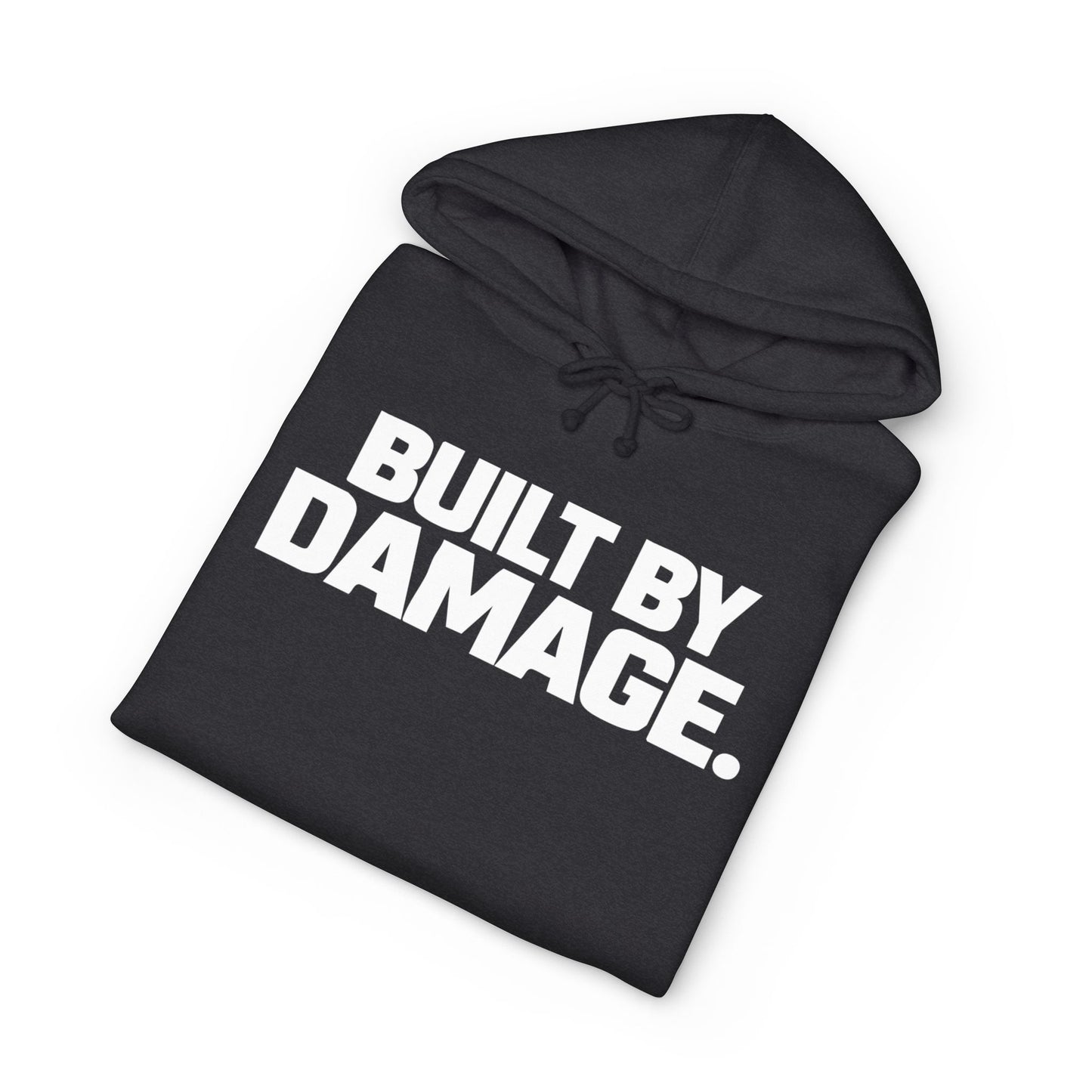 Built By Damage Hoodie — 'Built By Damage' Graphic Pullover with Sleeve Logos