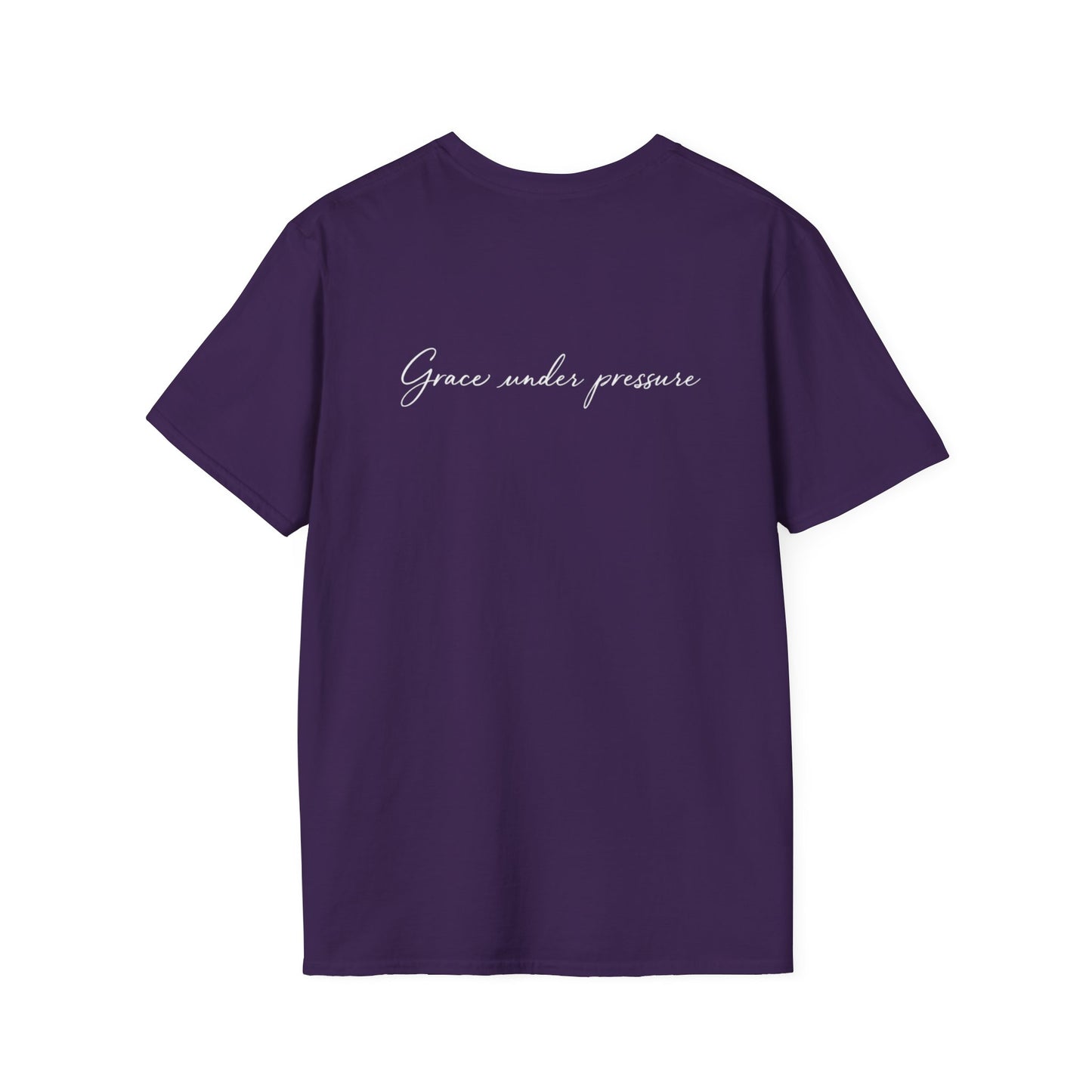 Grace Under Pressure T-Shirt — Minimal American Flag Chest Logo
