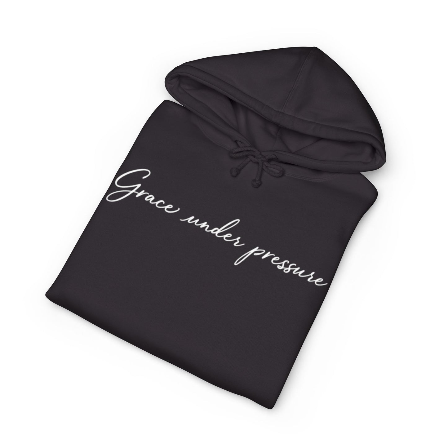 Grace Under Pressure Hoodie — 'Grace under pressure' Script Pullover with CommOn/Ground Sleeve Graphics