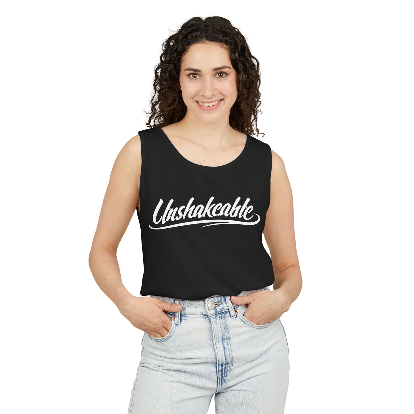 Unshakeable Graphic Tank Top — Script Logo Summer Muscle Tee