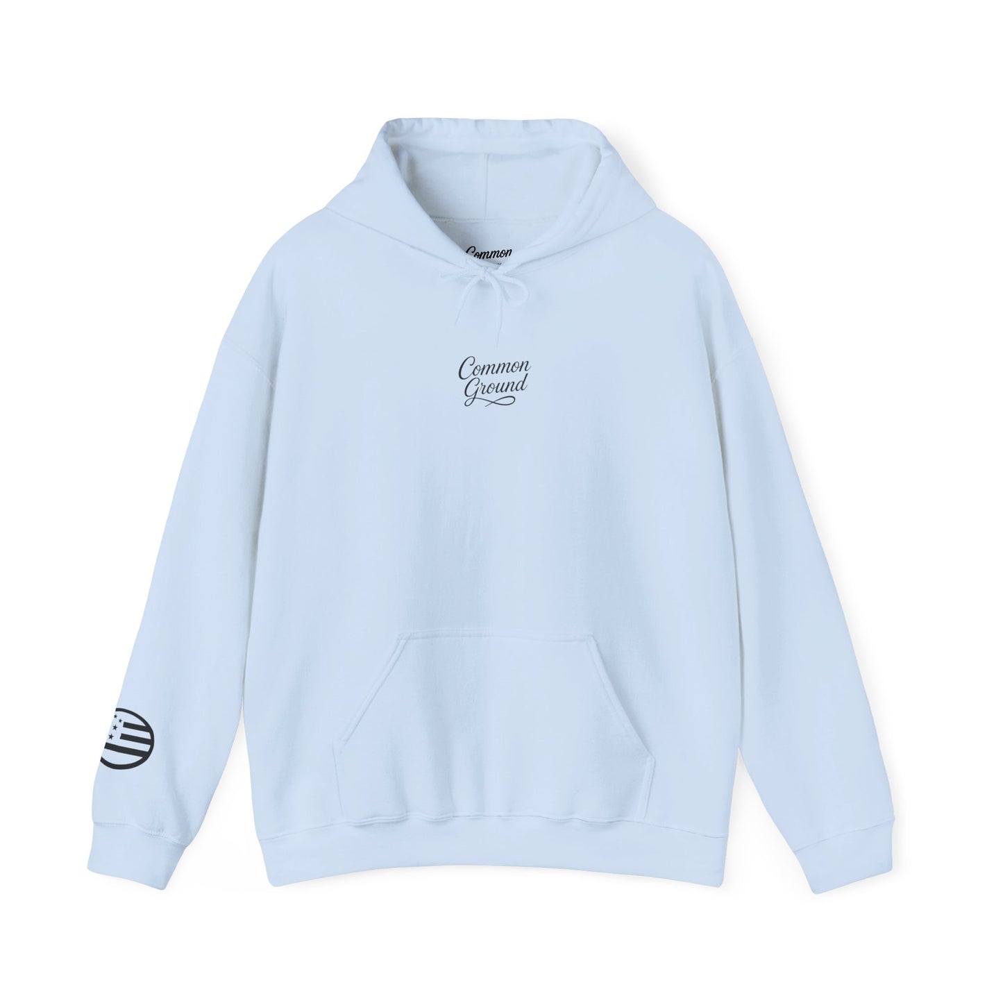 Common Ground Minimalist Logo Hoodie —  Pullover with Sleeve Emblem