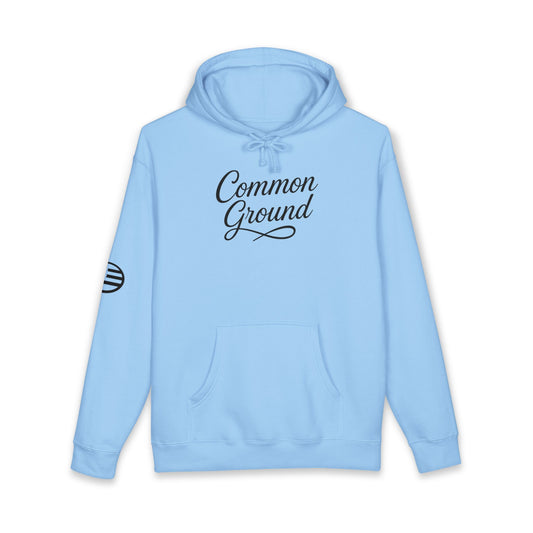 Common Ground Hoodie — Minimal Script Pullover for Everyday Wear