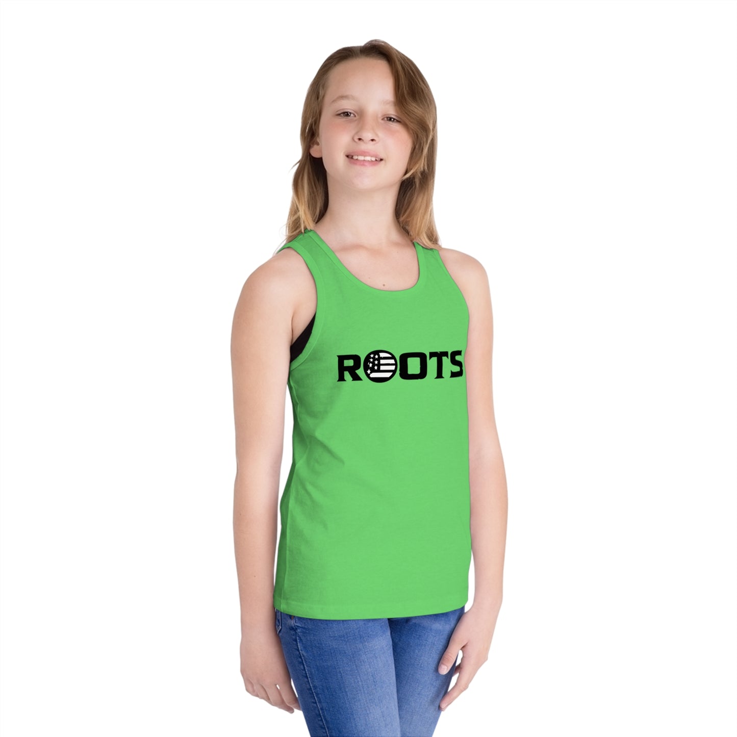Kids' Roots Tank Top — Youth Graphic Jersey Tank with Globe 'ROOTS' Design