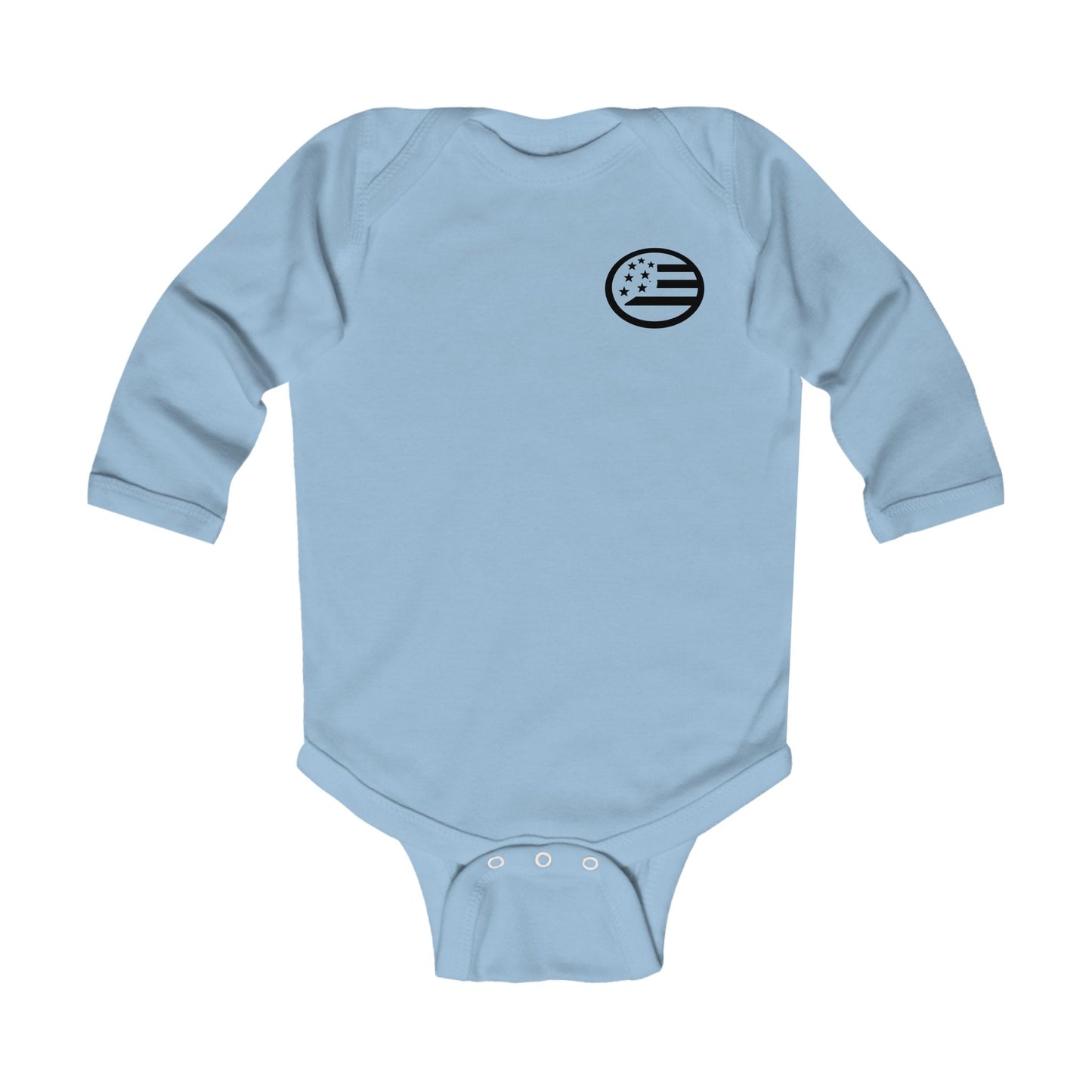 Infant Long Sleeve Bodysuit - 'Young, Wild & Free' Baby Onesie with Flag Accent