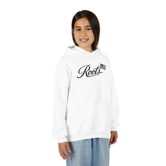 Youth Hoodie — “Roots” Script Logo Pullover