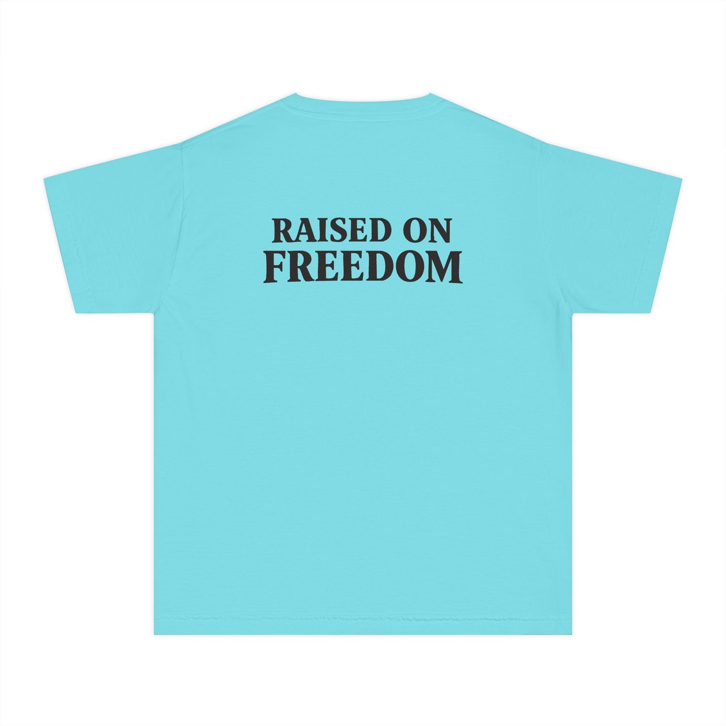 Youth Tee — "ROOTS" Front + "Raised on Freedom" Back Patriotic Graphic