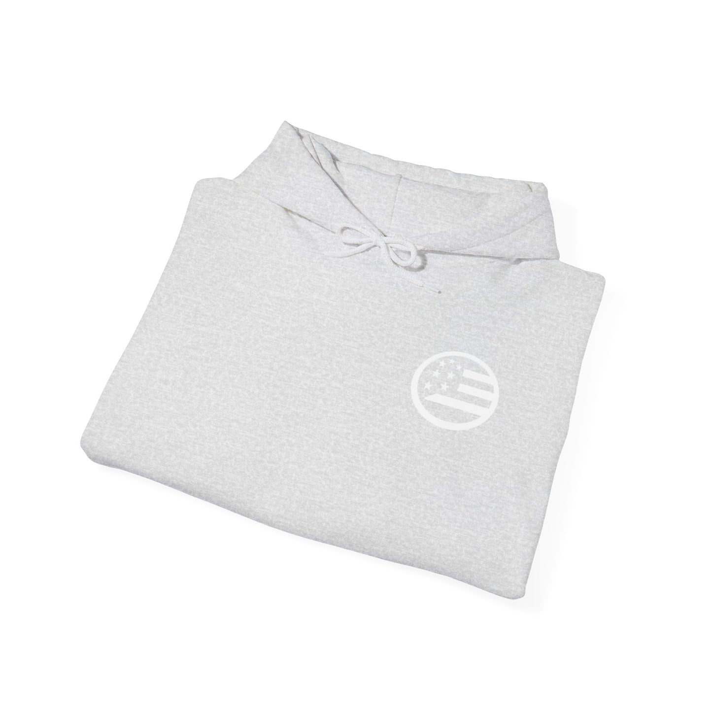 Hoodie — Black Americana Flag Logo Pullover with Script Sleeve