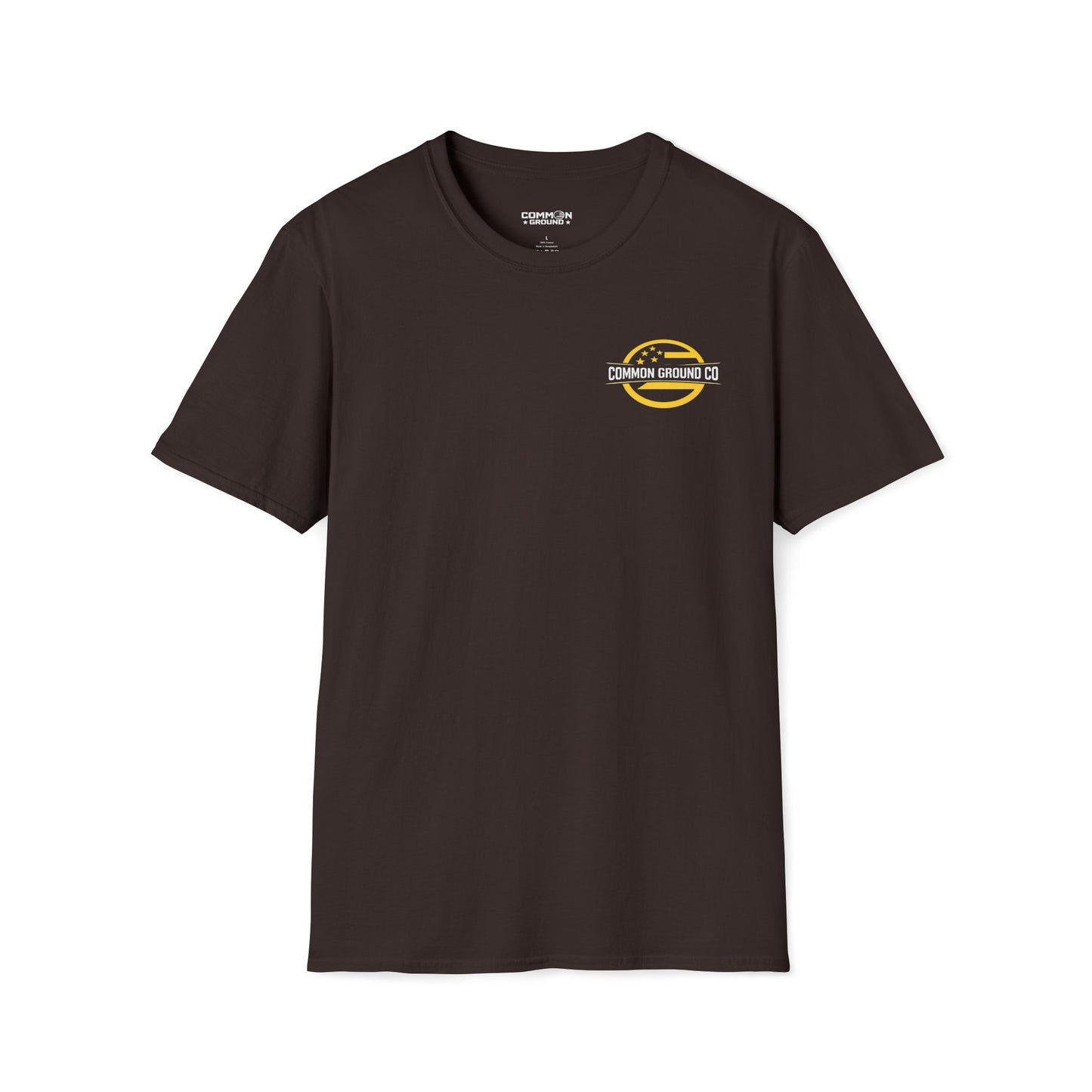 Graphic T-Shirt — Small Yellow Circular Logo Chest Print