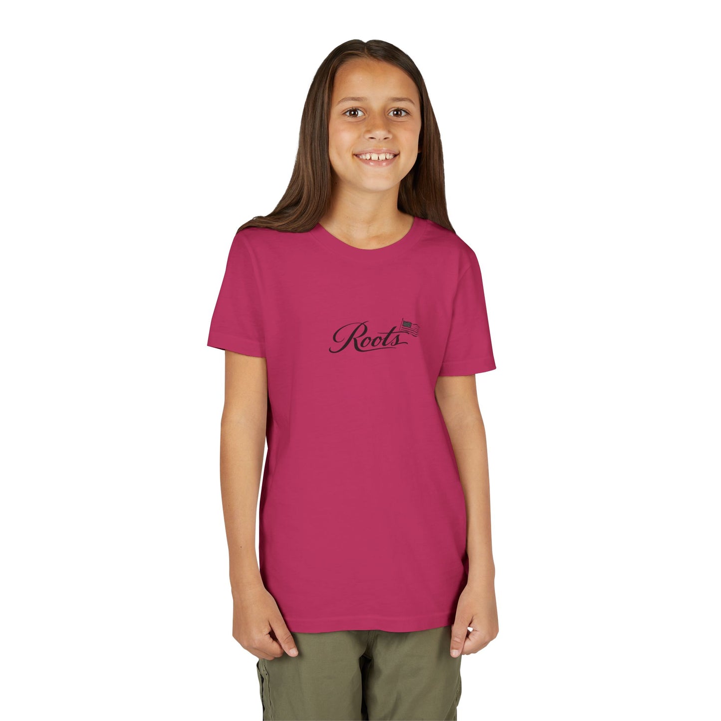 Youth Tee — Floral Bull Skull Graphic "Roots" Backprint