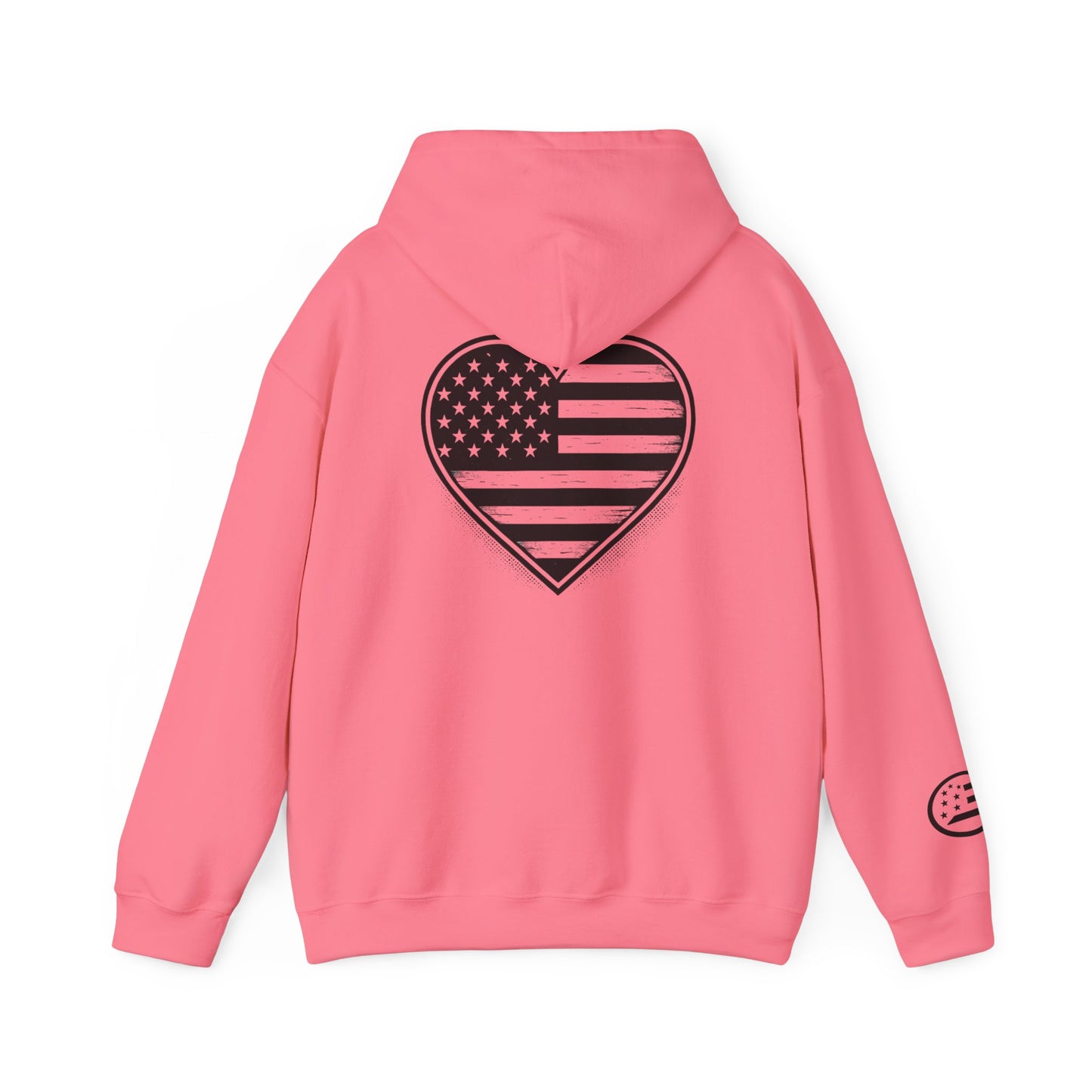 American Flag Heart Hoodie — Black & White Patriotic Pullover