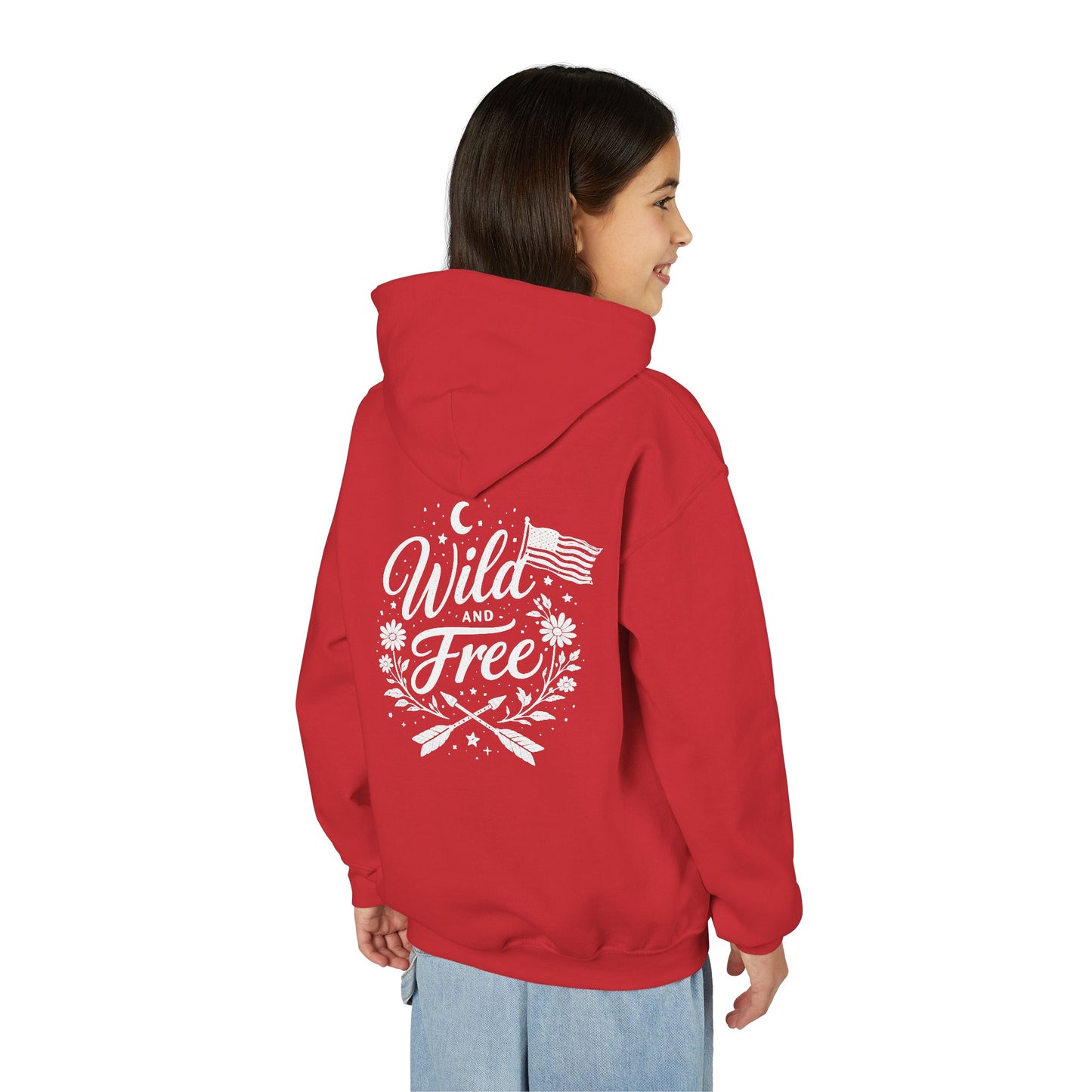 Youth Hoodie - "Wild and Free" Patriotic Roots Graphic Pullover