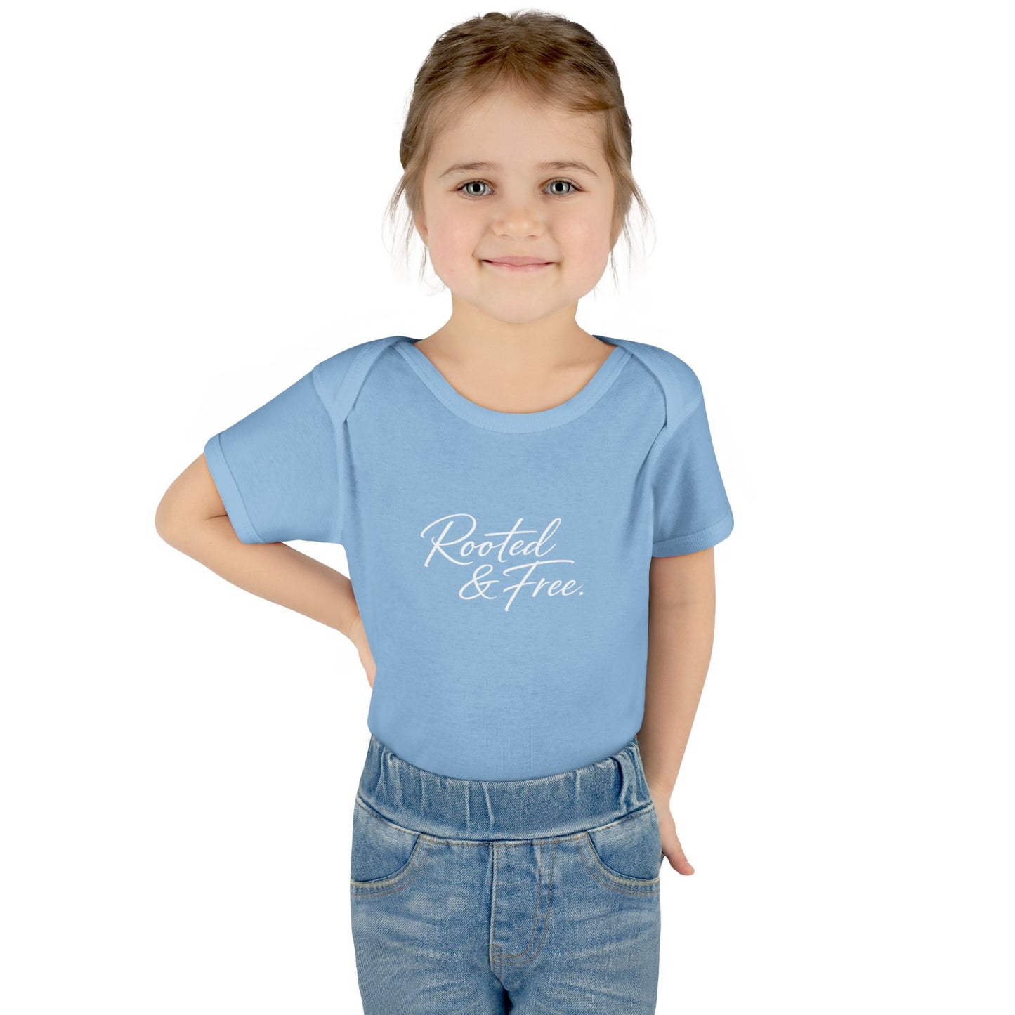 Rooted & Free Infant Bodysuit - Organic Baby Onesie with Script Logo