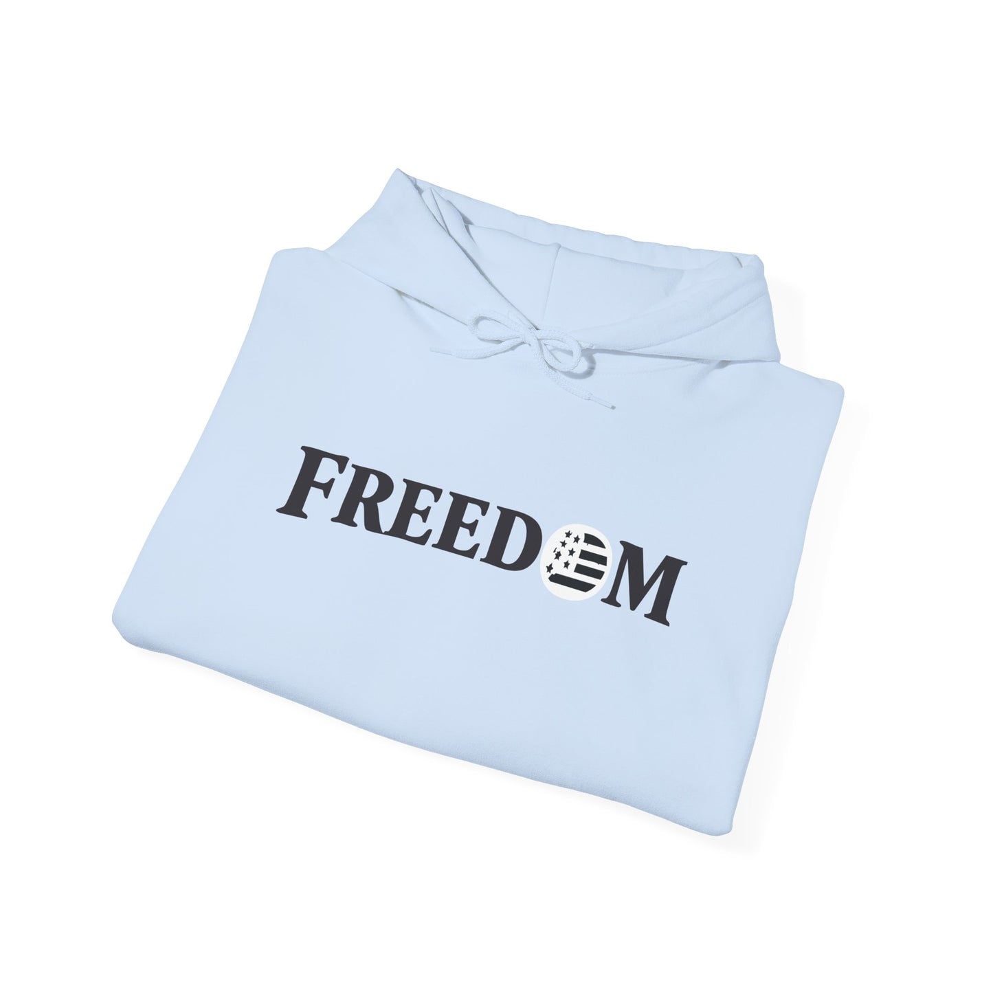 Freedom Logo Hoodie — Minimal Patriotic Graphic Pullover
