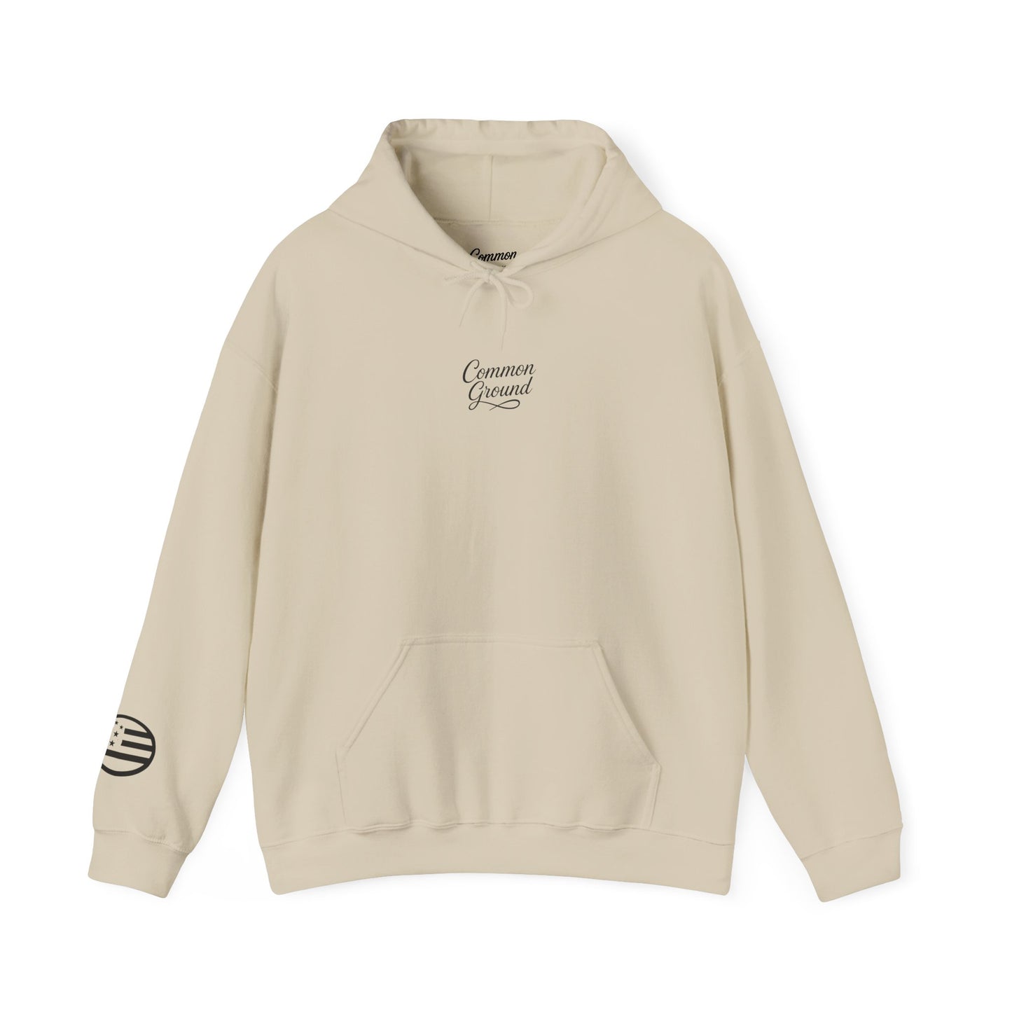 Common Ground Minimalist Logo Hoodie —  Pullover with Sleeve Emblem