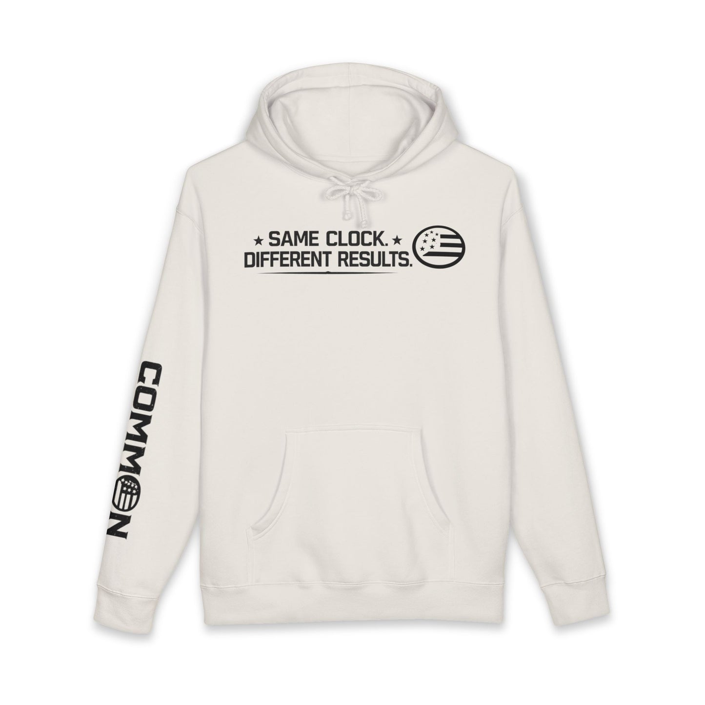 Hoodie - "Same Clock. Different Results." Graphic Pullover