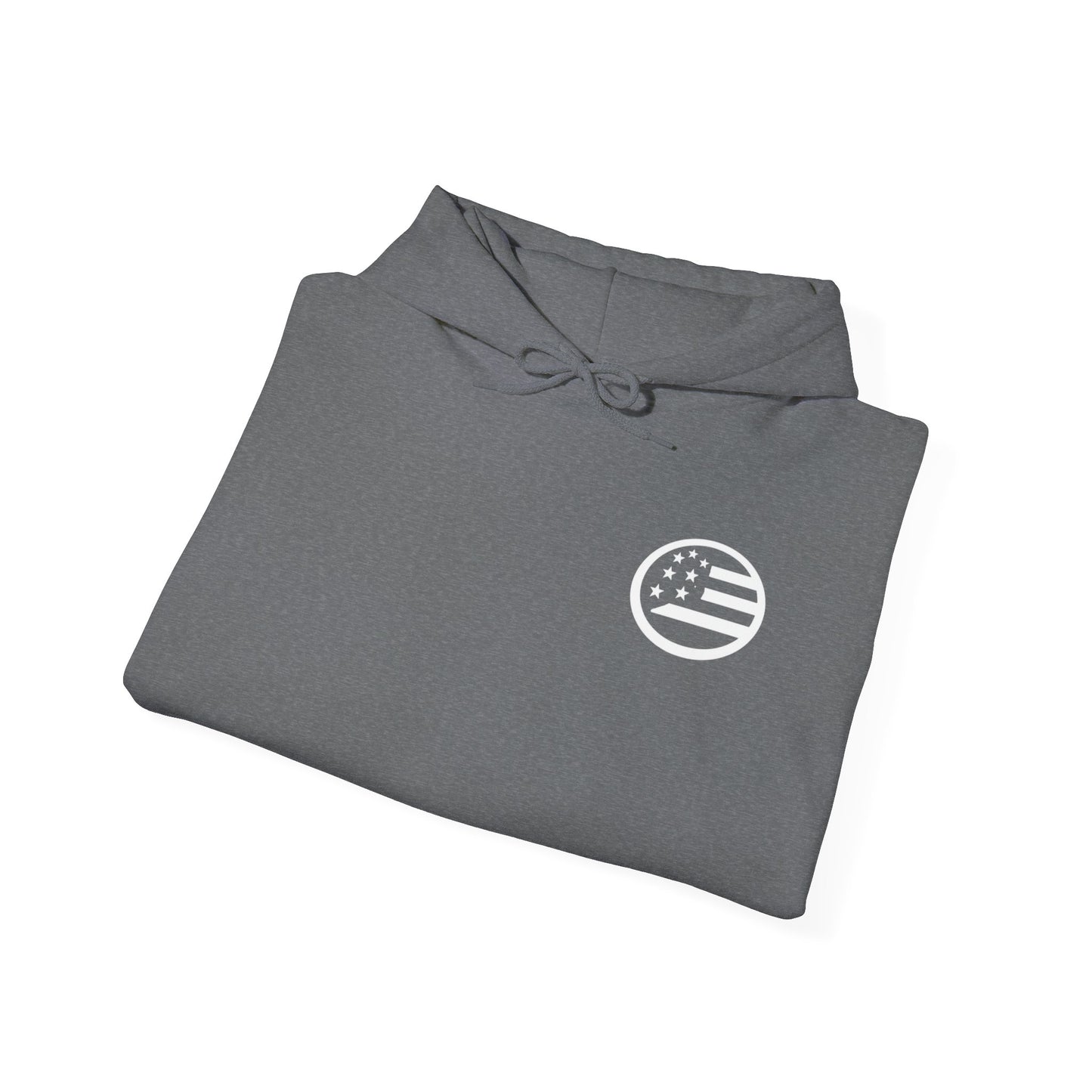 Hoodie — Black Americana Flag Logo Pullover with Script Sleeve