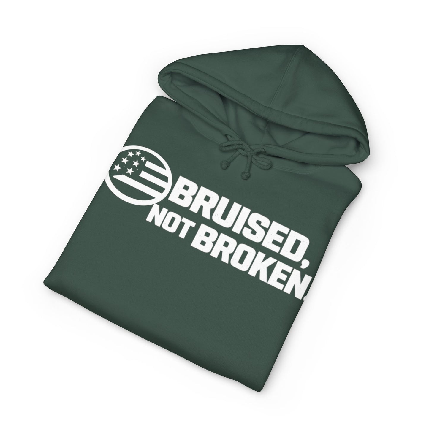 Hoodie — "Bruised, Not Broken" Graphic Pullover (Ground / Common Sleeve)