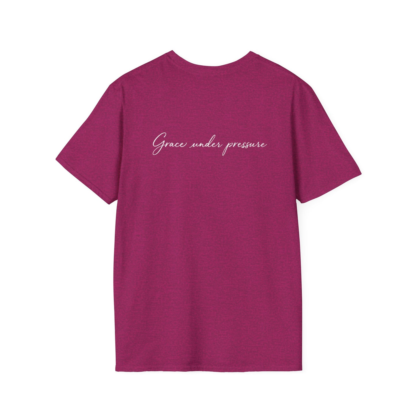 Grace Under Pressure T-Shirt — Minimal American Flag Chest Logo
