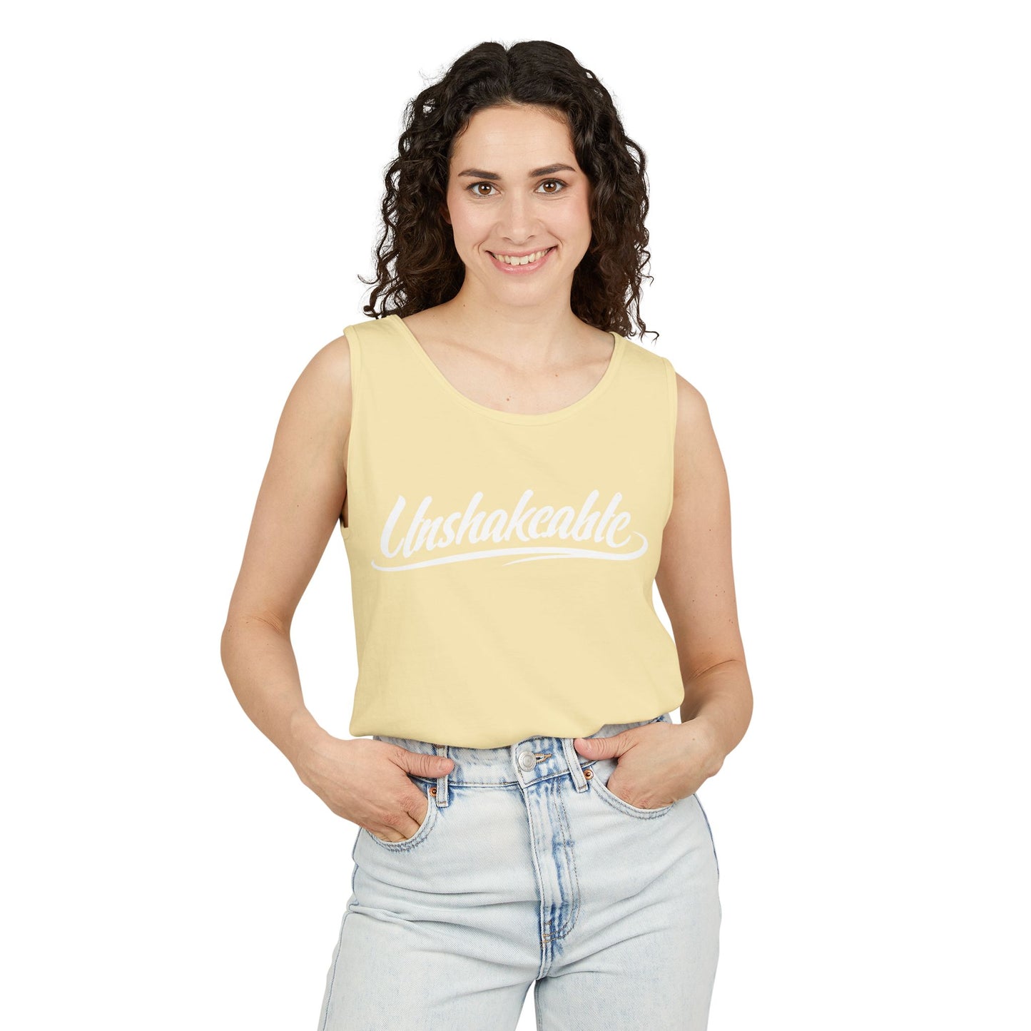 Unshakeable Graphic Tank Top — Script Logo Summer Muscle Tee