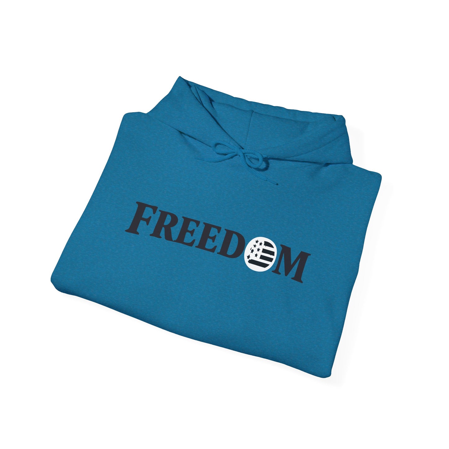 Freedom Logo Hoodie — Minimal Patriotic Graphic Pullover
