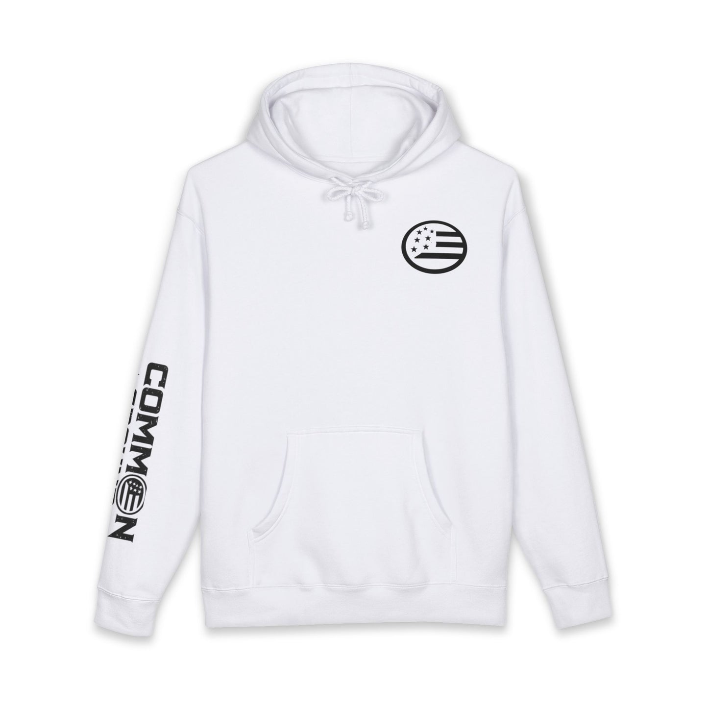 Excuses Hoodie — White Graphic Pullover with Sleeve & Chest Logo