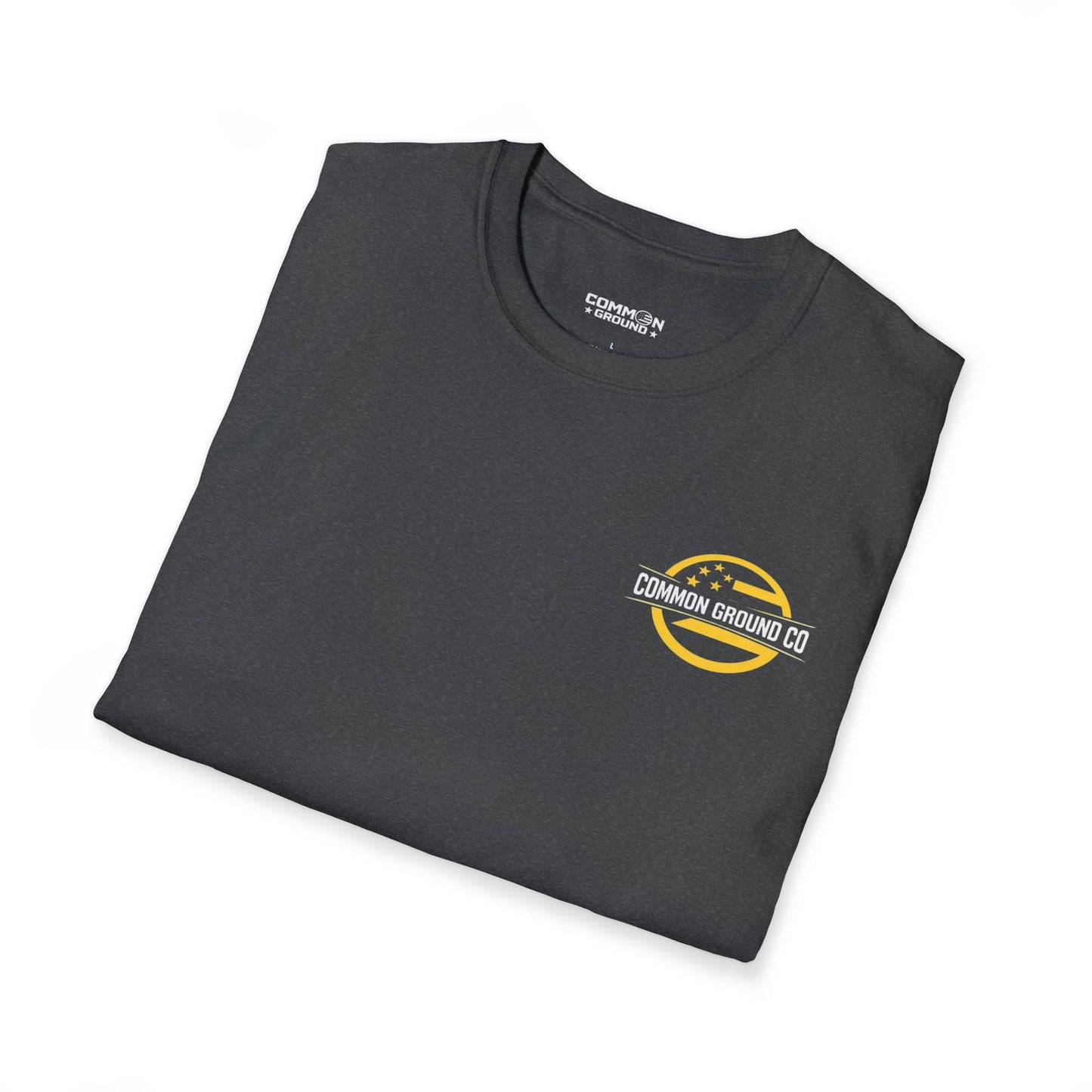Graphic T-Shirt — Small Yellow Circular Logo Chest Print