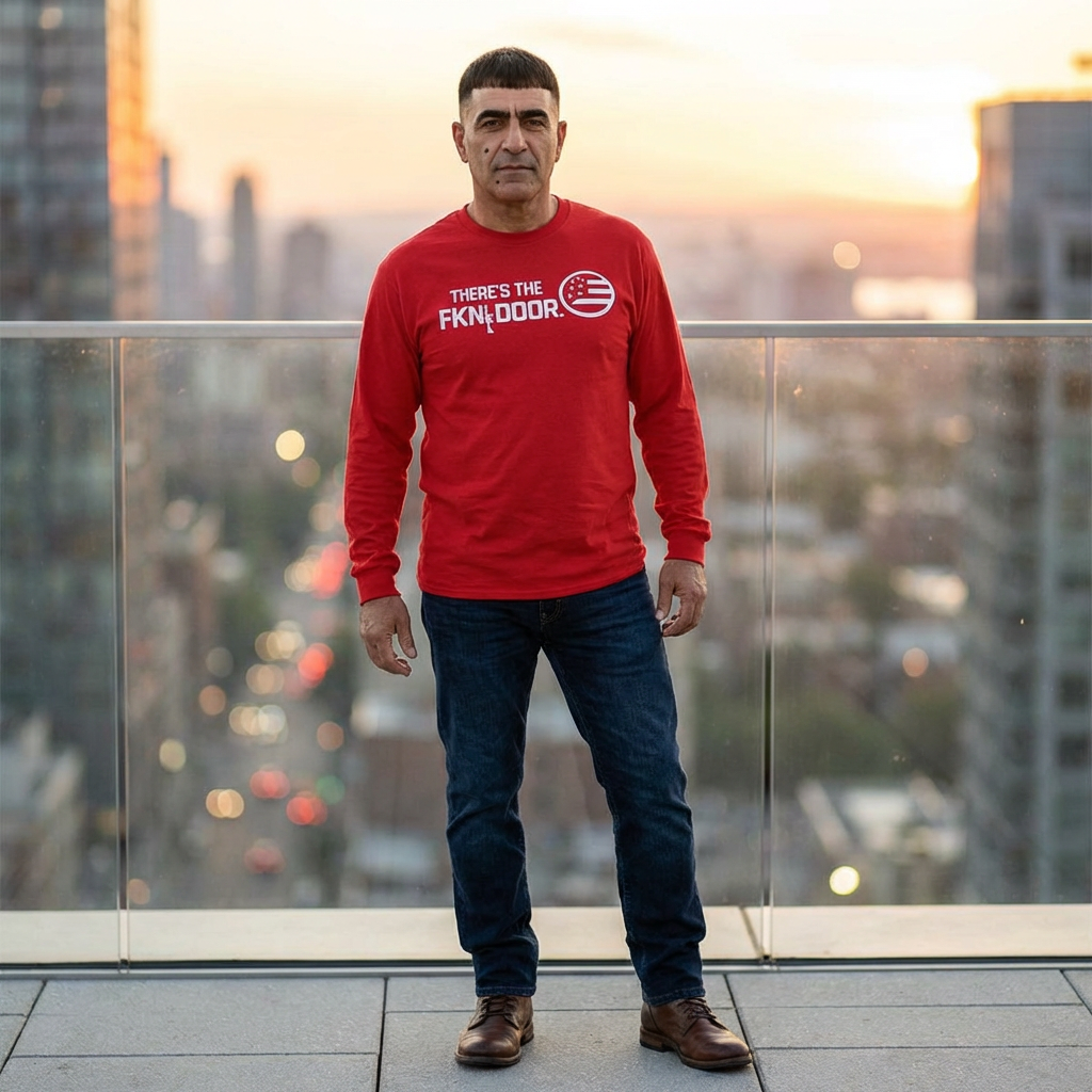 "There's The Fkn Door" Long Sleeve Tee — Political Protest Graphic Tee