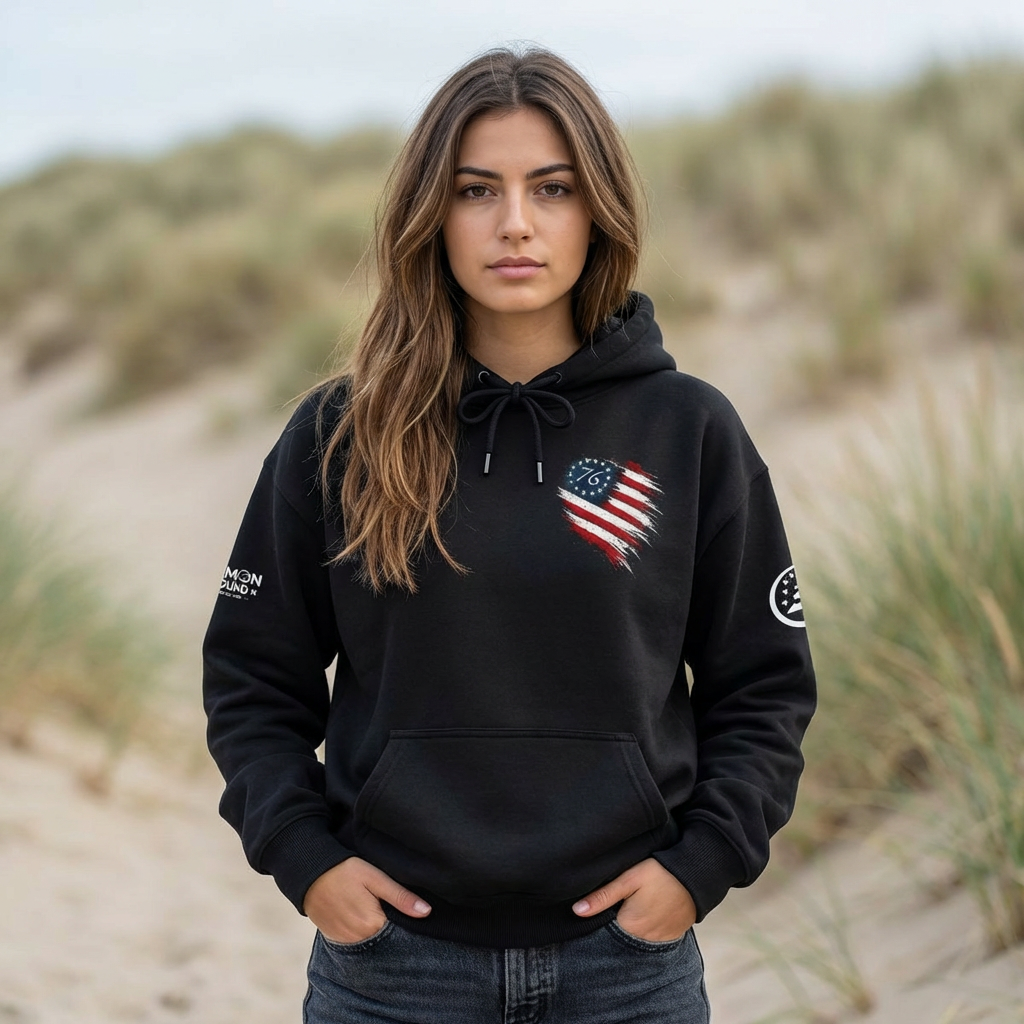 American Flag Heart Hoodie - Patriotic 4th of July Pullover