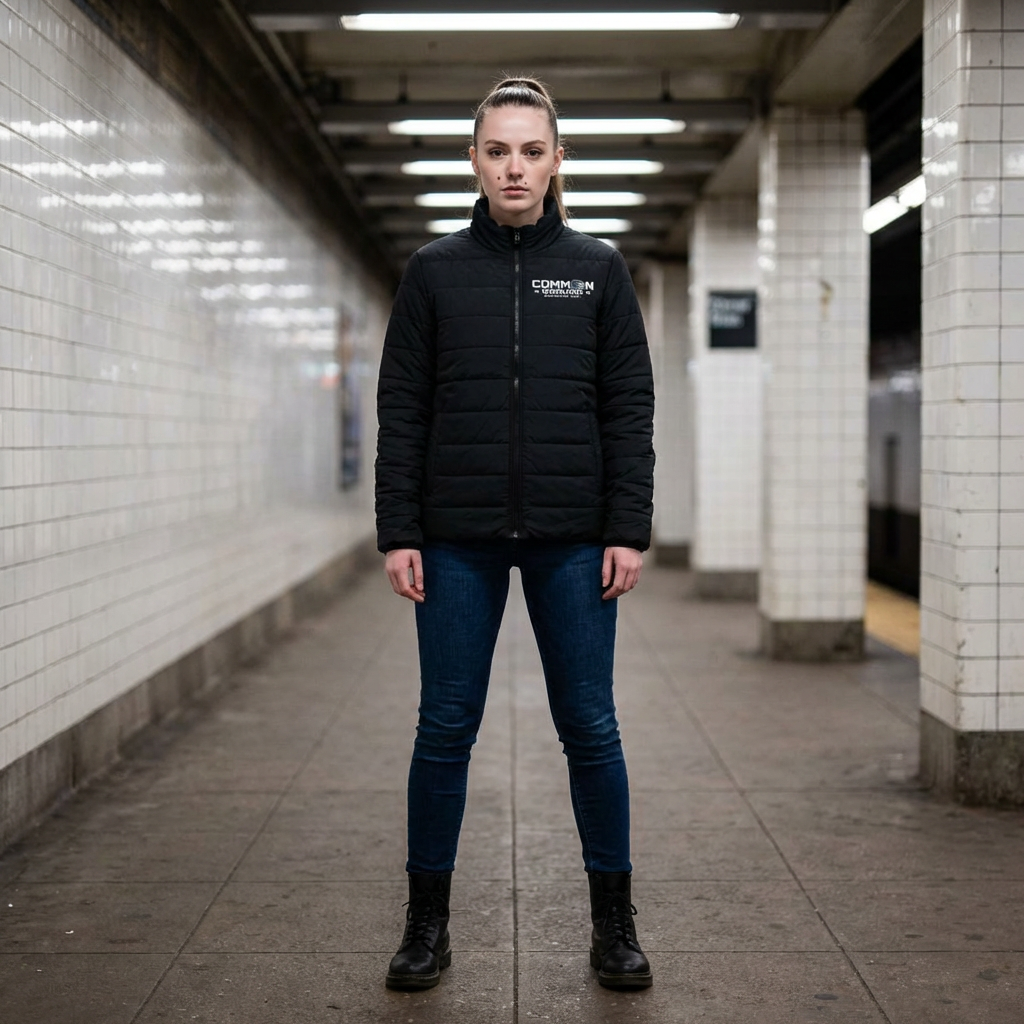 Women’s Puffer Jacket — 'COMMON GROUND' Branded Insulated Winter Coat