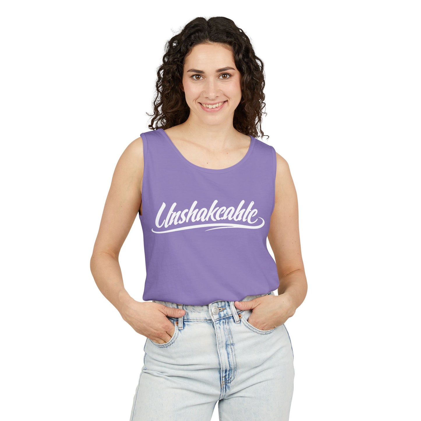 Unshakeable Graphic Tank Top — Script Logo Summer Muscle Tee