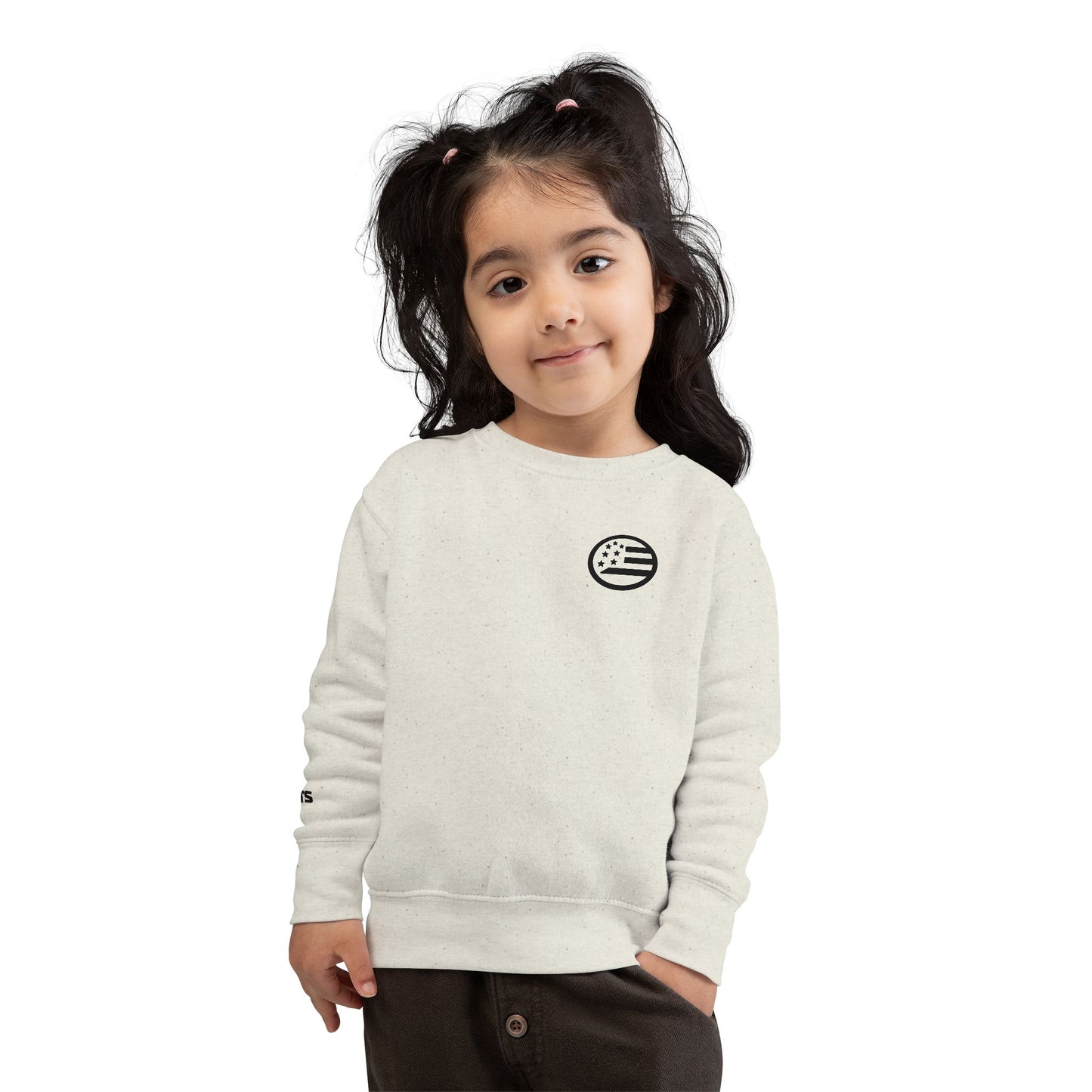 Toddler Sweatshirt - Minimal American Flag Logo Crewneck (Organic Ivory)