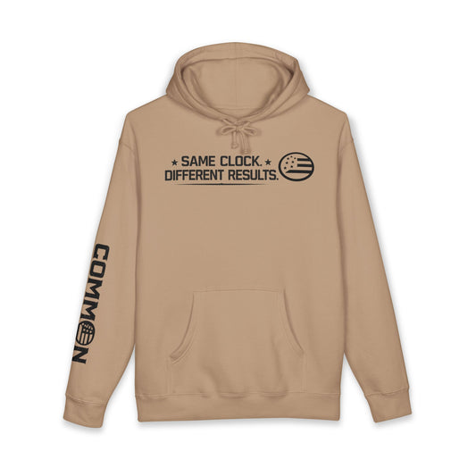 Hoodie - "Same Clock. Different Results." Graphic Pullover