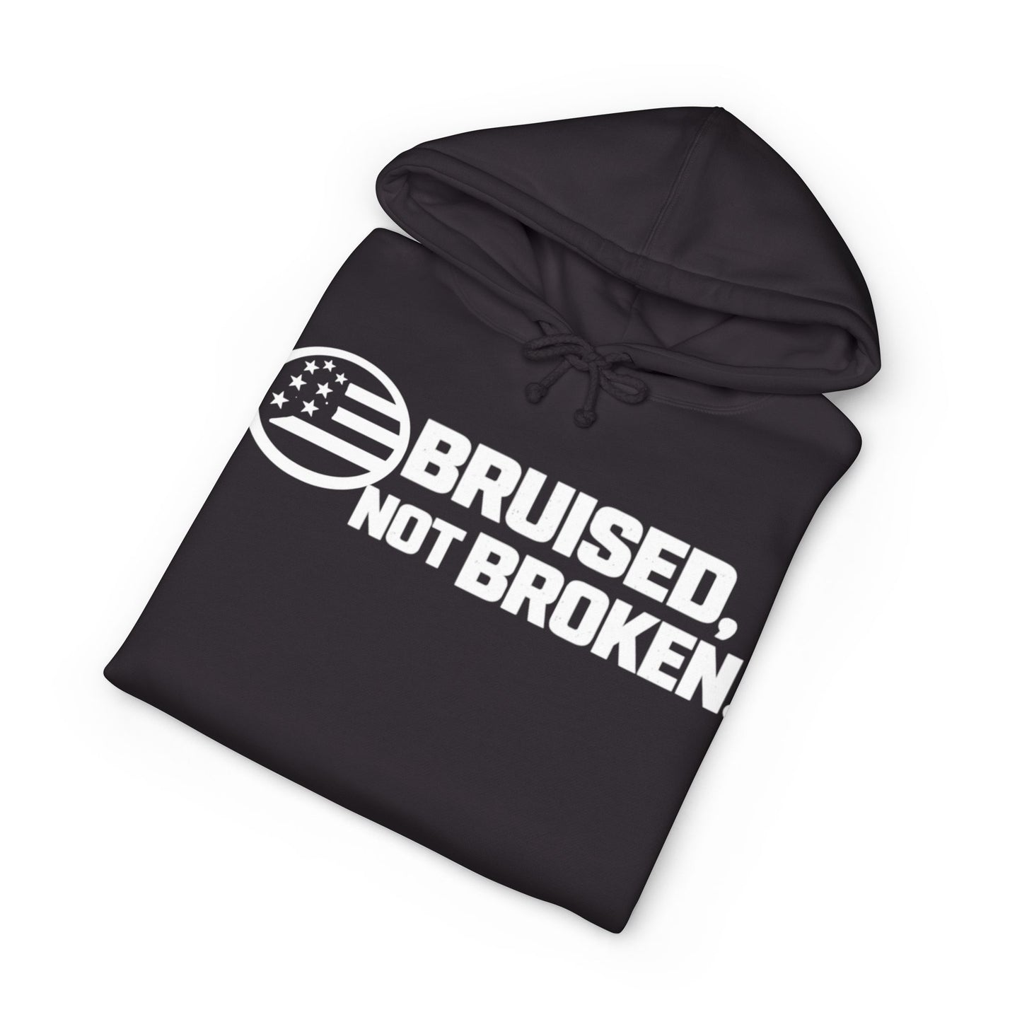 Hoodie — "Bruised, Not Broken" Graphic Pullover (Ground / Common Sleeve)
