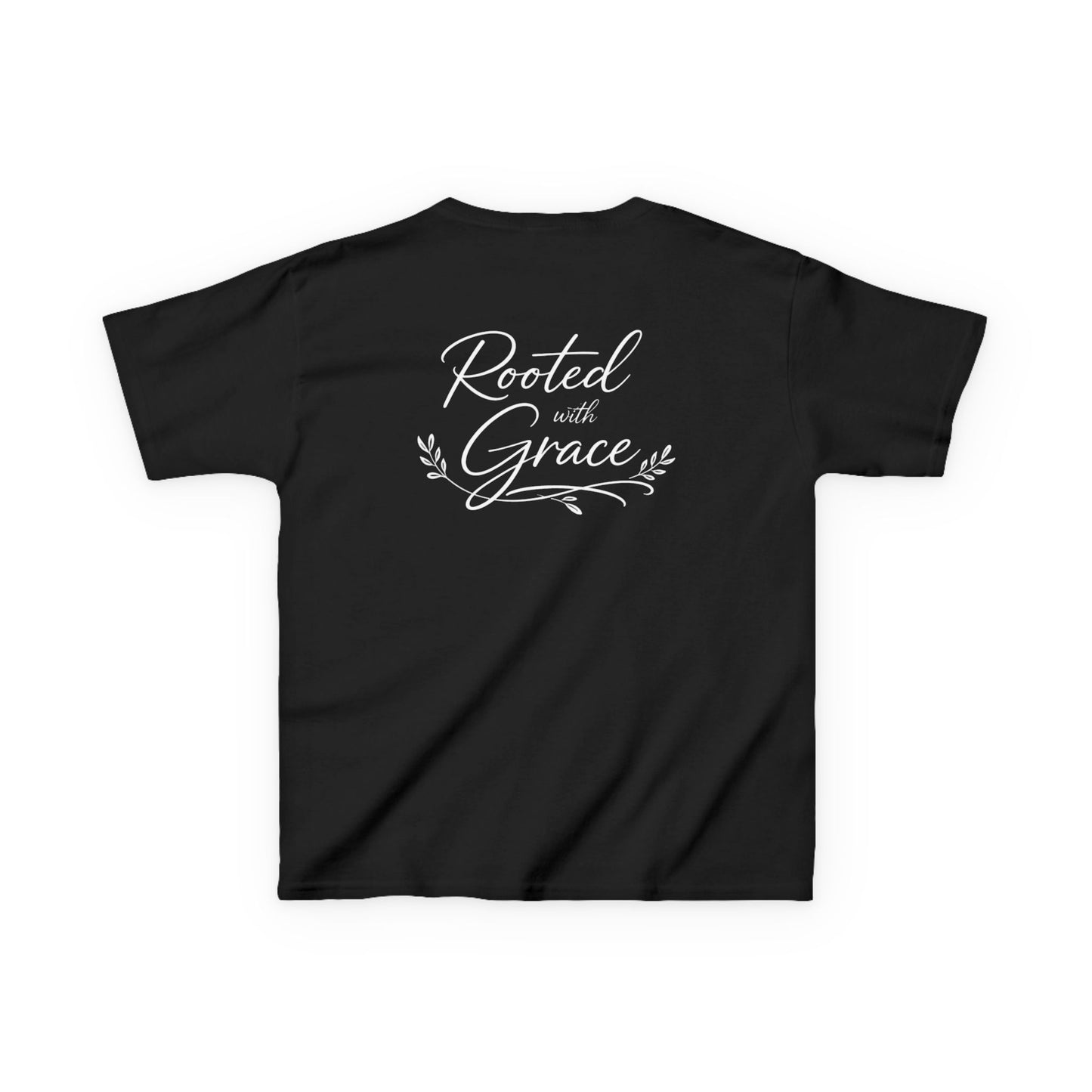 Kids T‑Shirt — "Rooted with Grace" Faith Tee (Black)