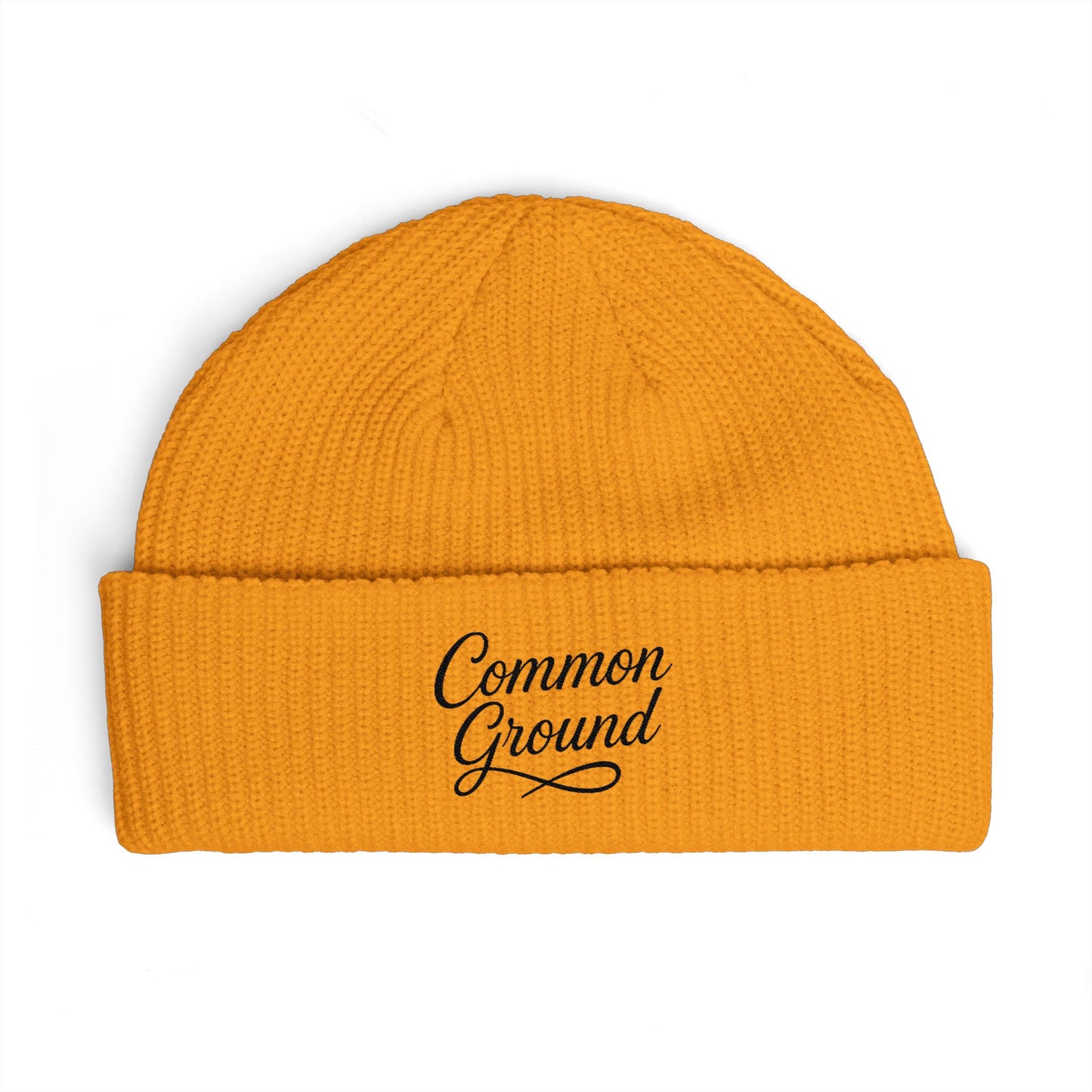 Cuff Beanie — "Common Ground" Embroidered Knit Hat