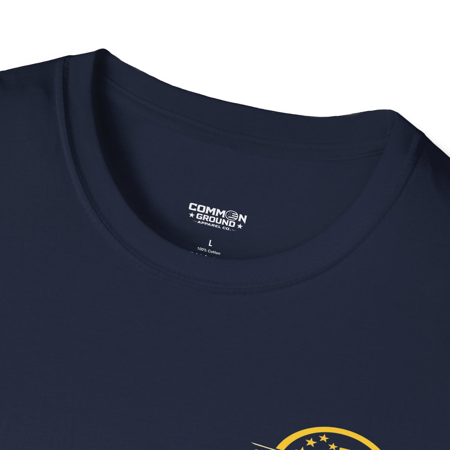 Graphic T-Shirt — Small Yellow Circular Logo Chest Print