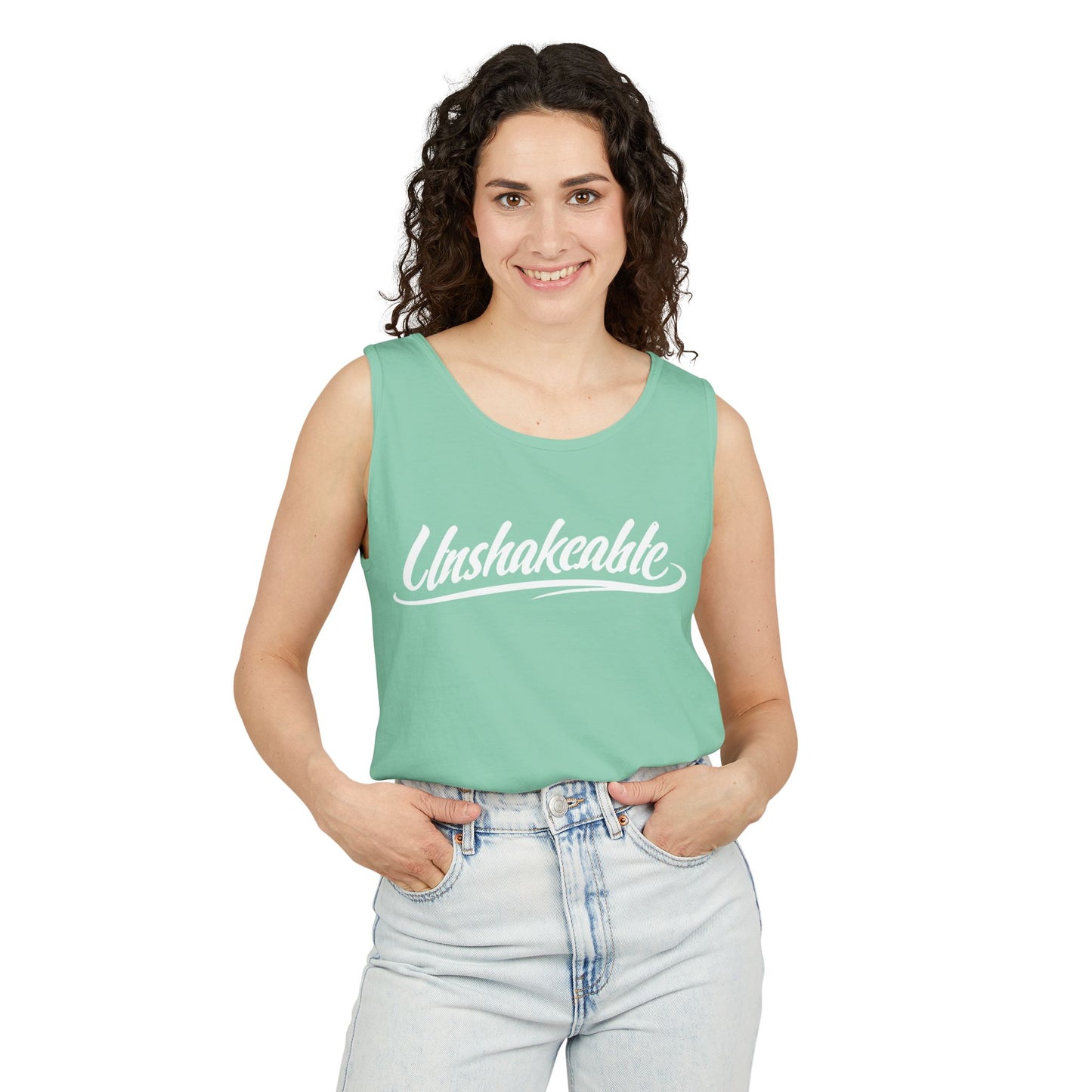 Unshakeable Graphic Tank Top — Script Logo Summer Muscle Tee