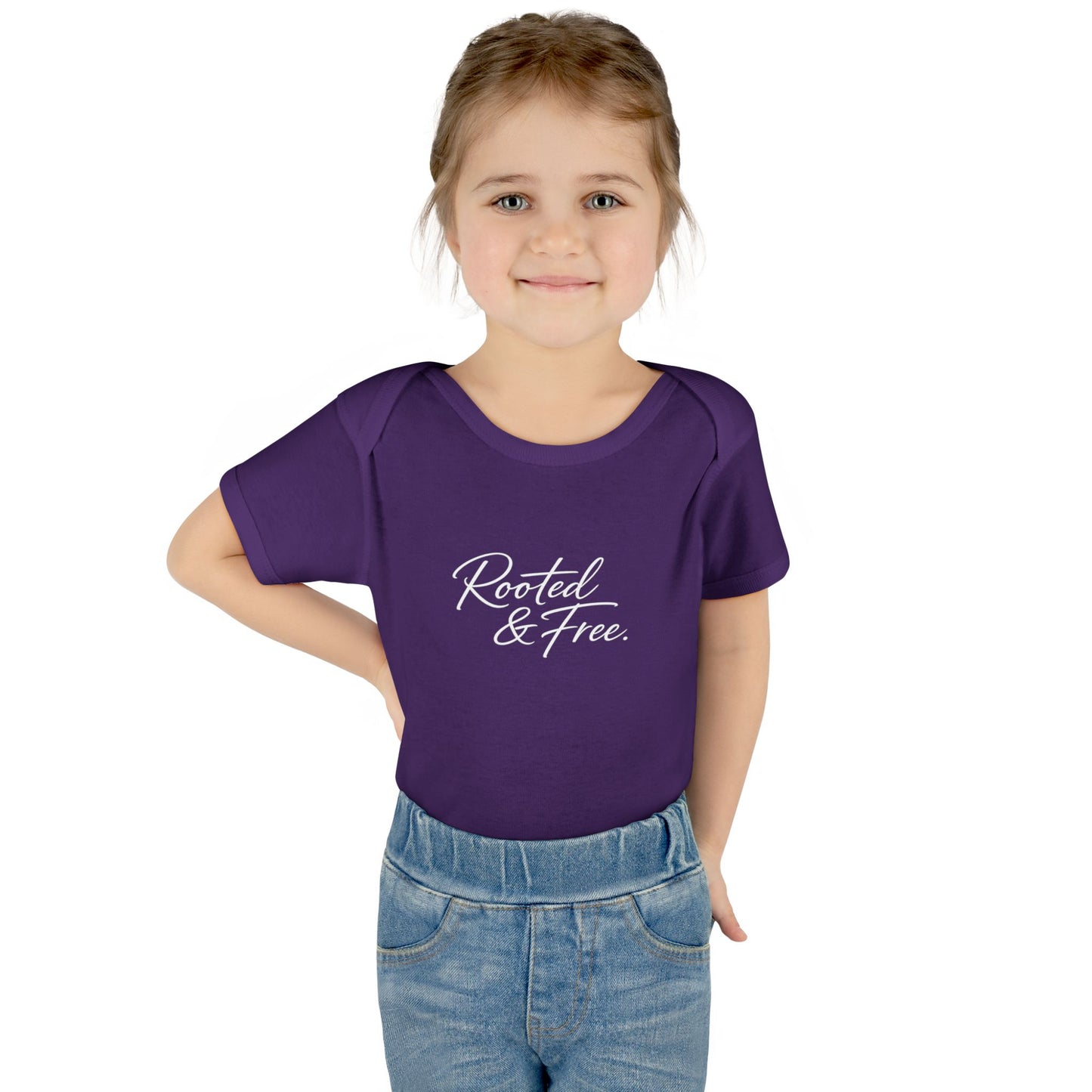 Rooted & Free Infant Bodysuit - Organic Baby Onesie with Script Logo