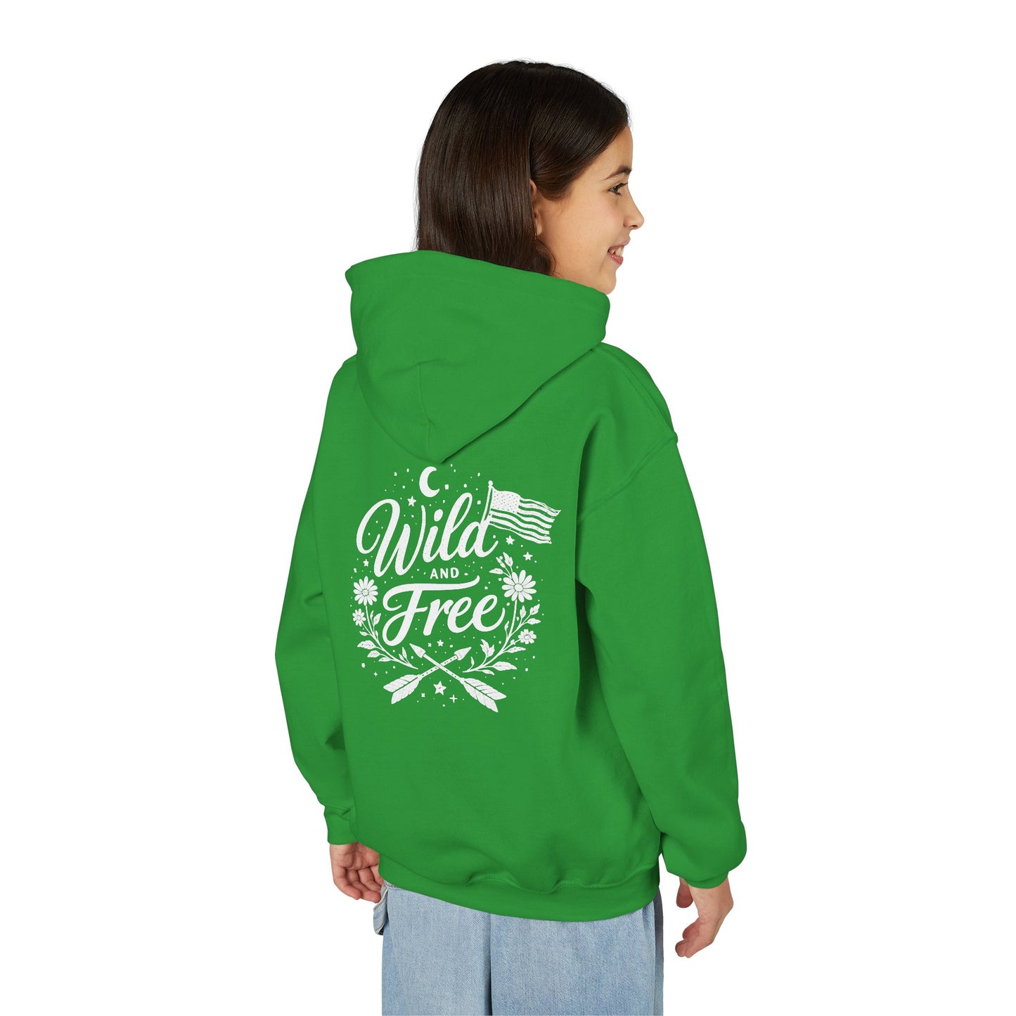 Youth Hoodie - "Wild and Free" Patriotic Roots Graphic Pullover