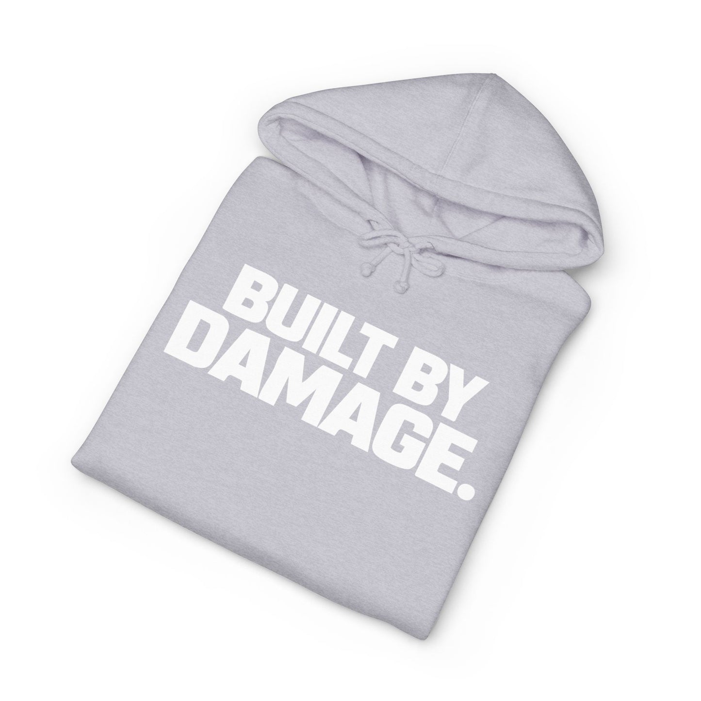 Built By Damage Hoodie — 'Built By Damage' Graphic Pullover with Sleeve Logos