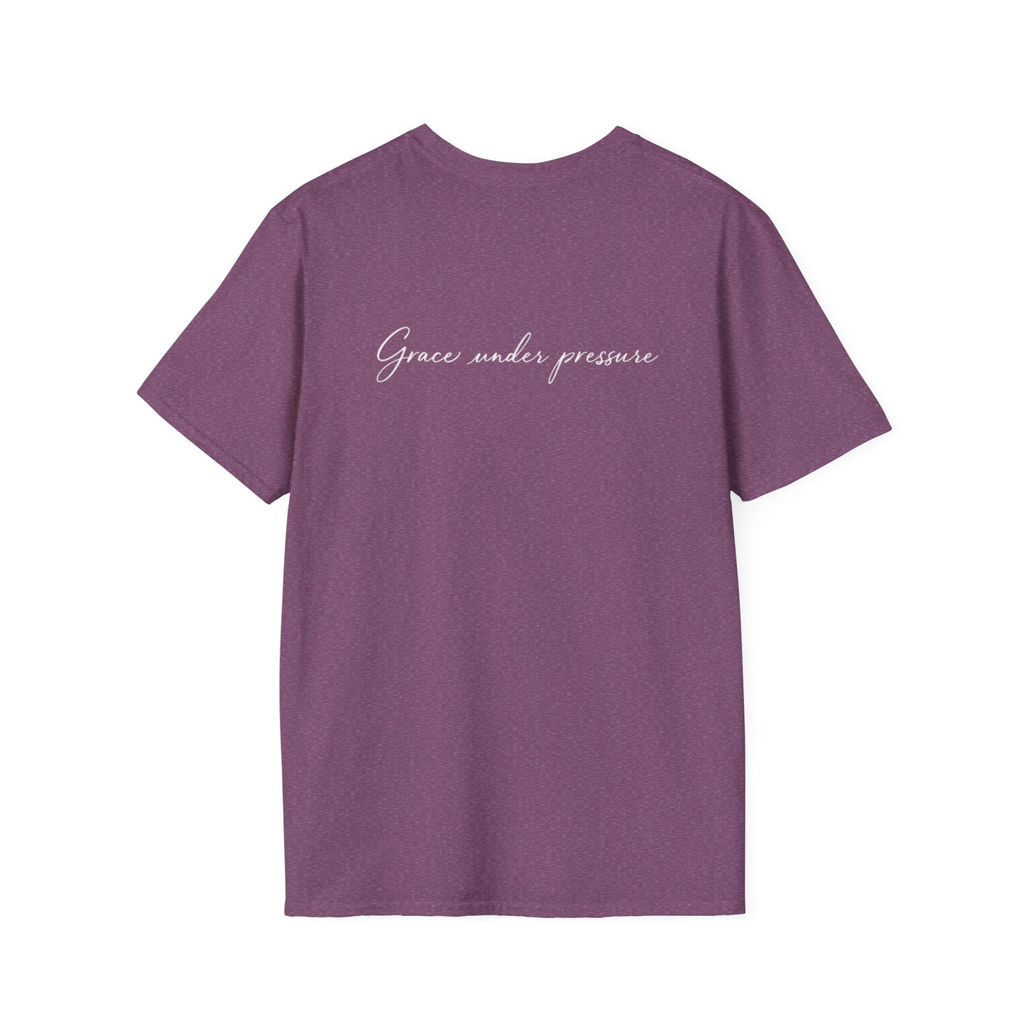 Grace Under Pressure T-Shirt — Minimal American Flag Chest Logo