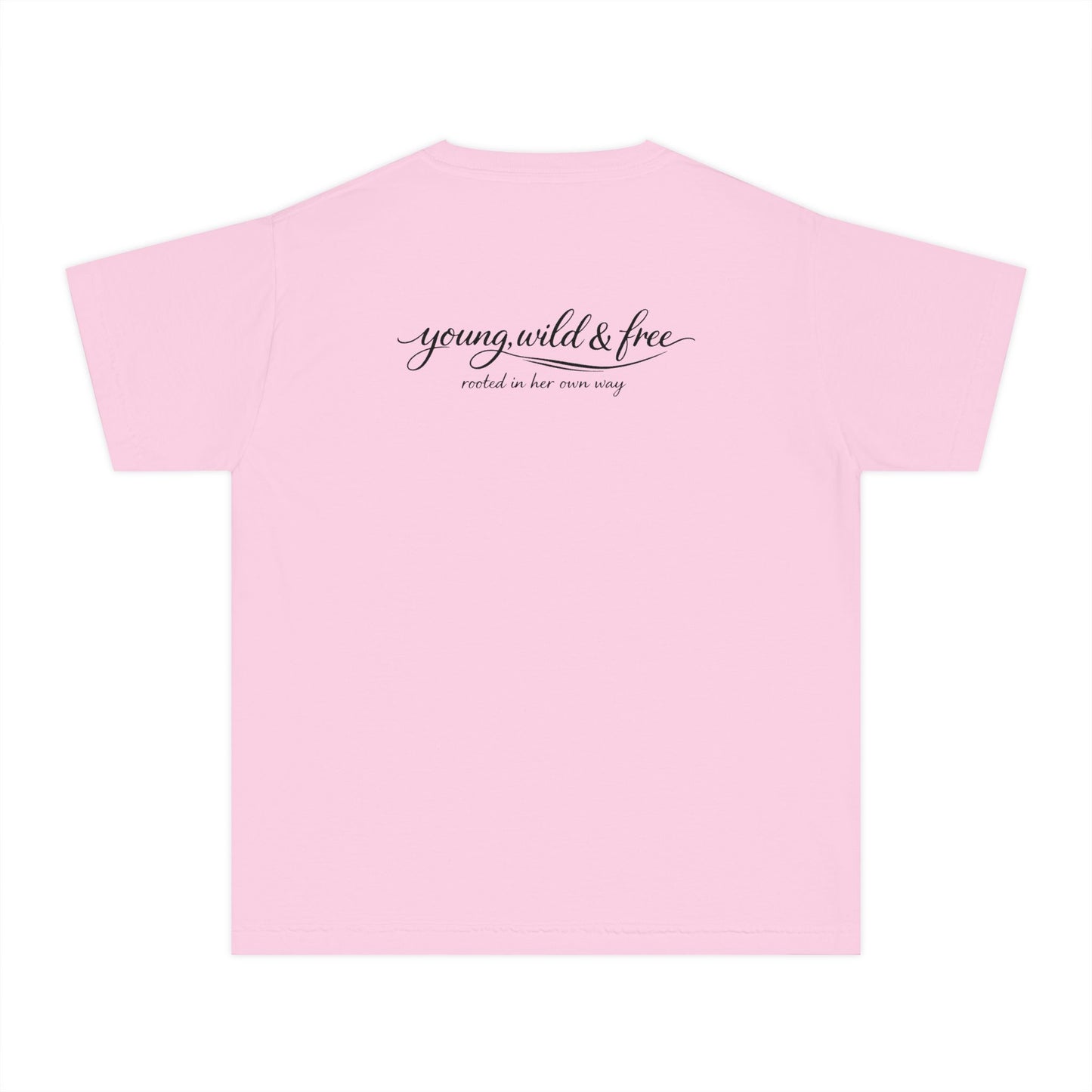 Youth Tee — 'Young, Wild & Free' Graphic T-Shirt (Sun Logo)