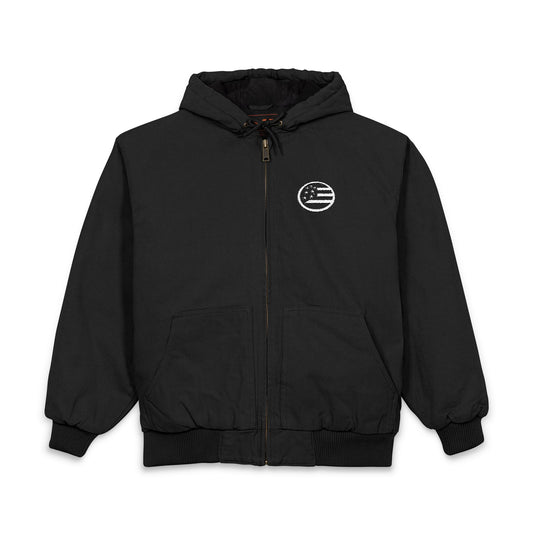 Embroidered Work Hooded Jacket — American Flag Patch