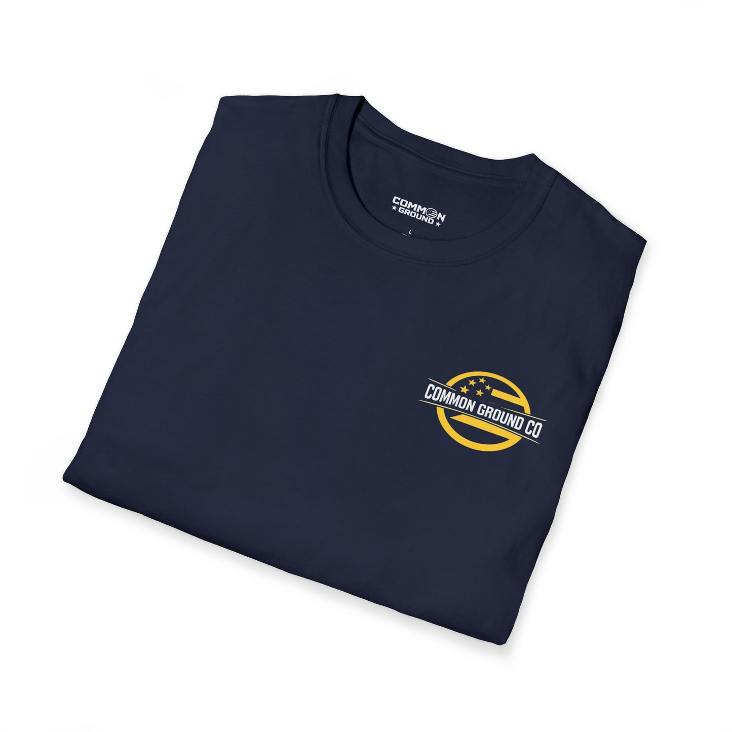 Graphic T-Shirt — Small Yellow Circular Logo Chest Print