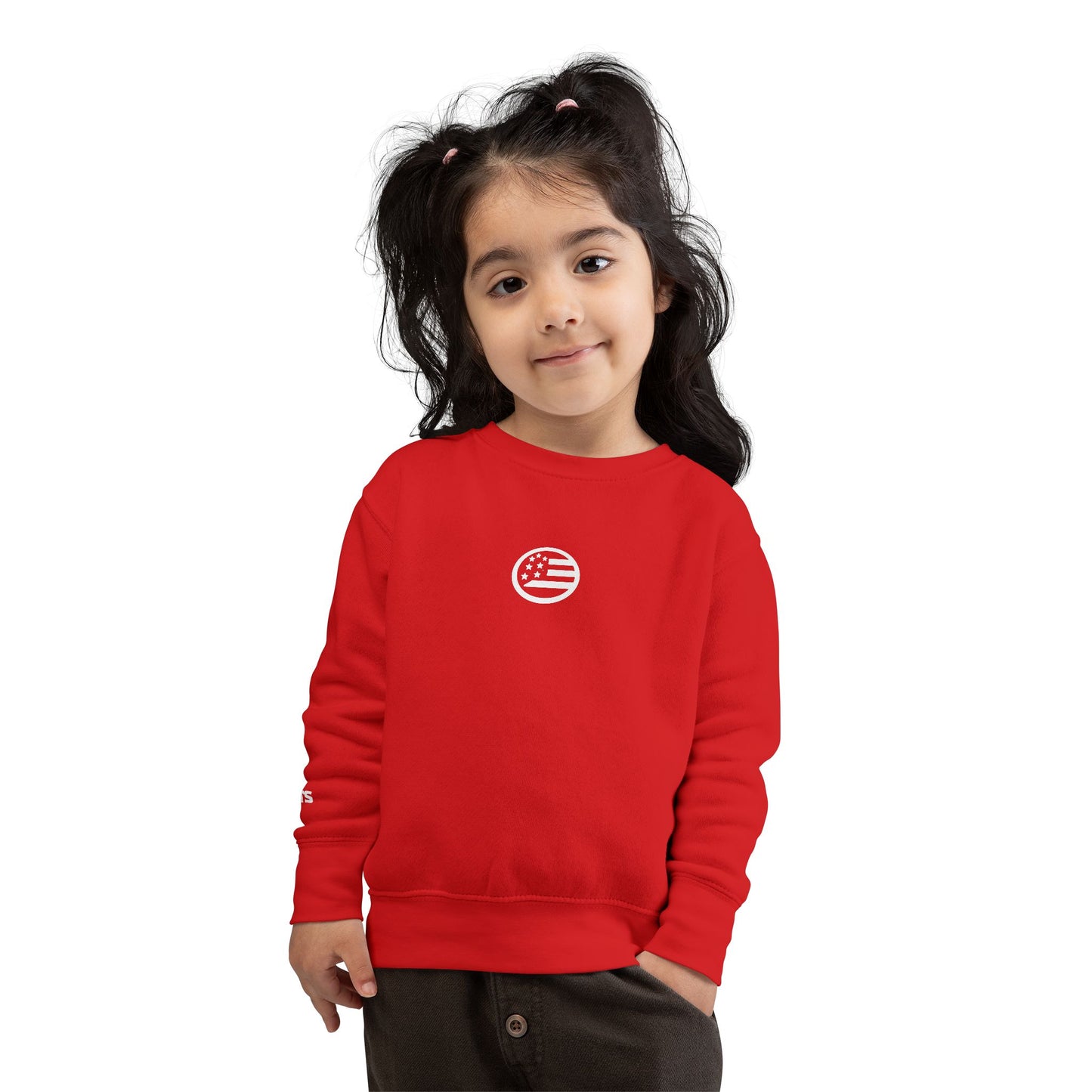 Rooted & Free Toddler Sweatshirt — Grey Cozy Crew with Script Back