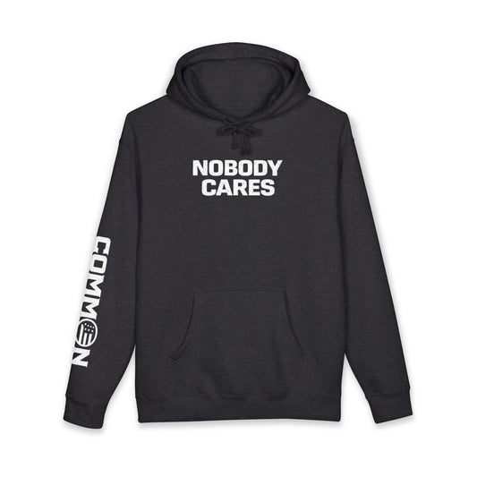 Nobody Cares Hoodie — Minimalist Streetwear Pullover with Sleeve 'Common Ground' Graphic