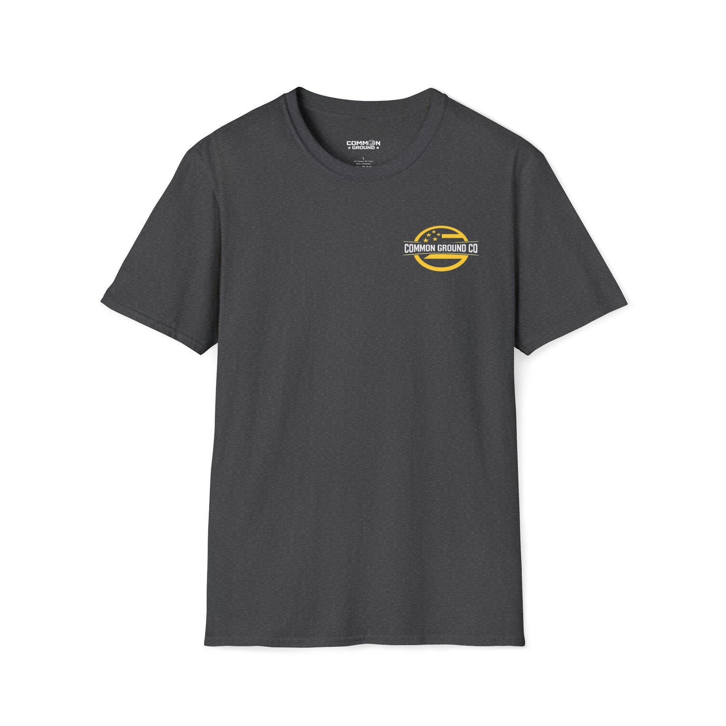 Graphic T-Shirt — Small Yellow Circular Logo Chest Print