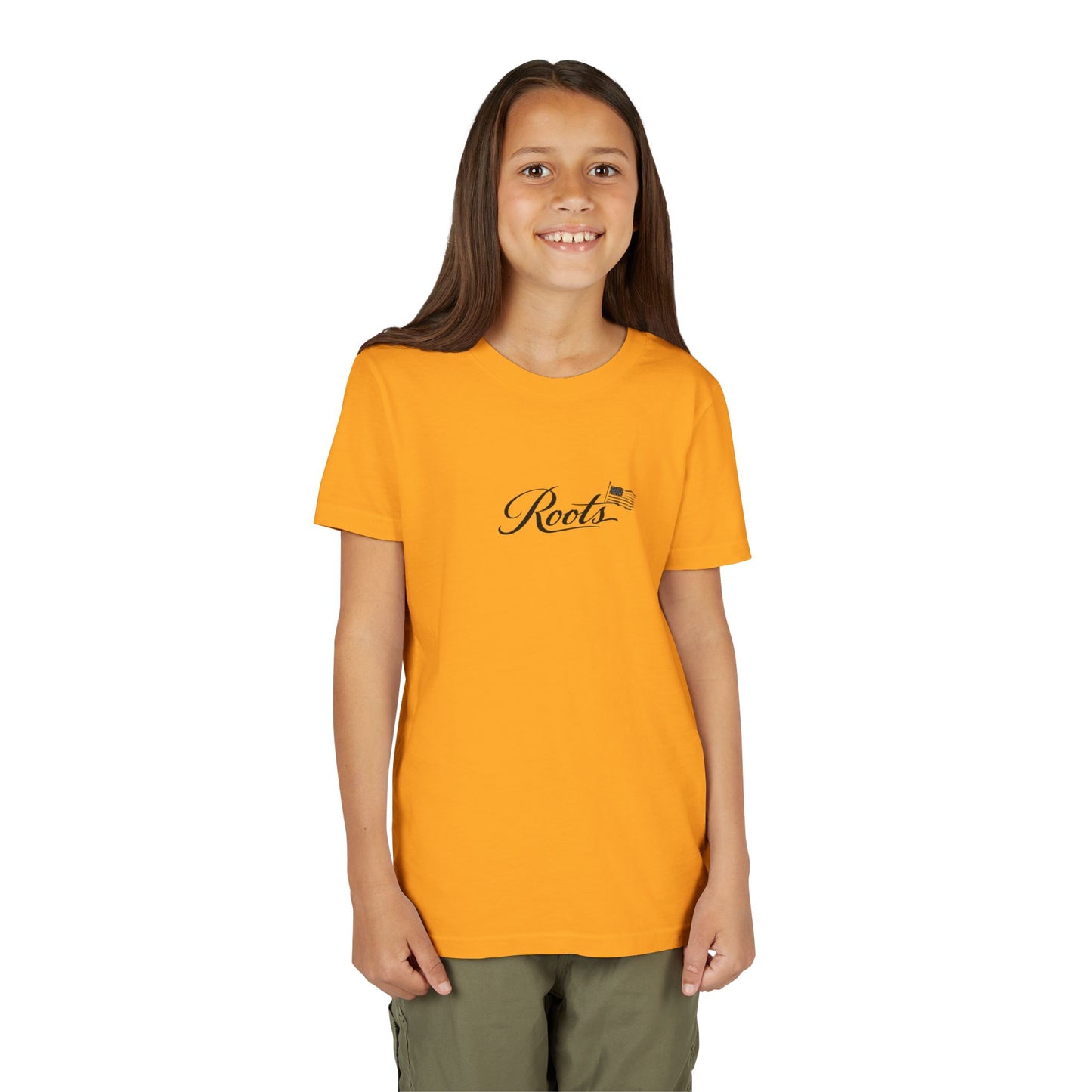 Youth Tee — Floral Bull Skull Graphic "Roots" Backprint